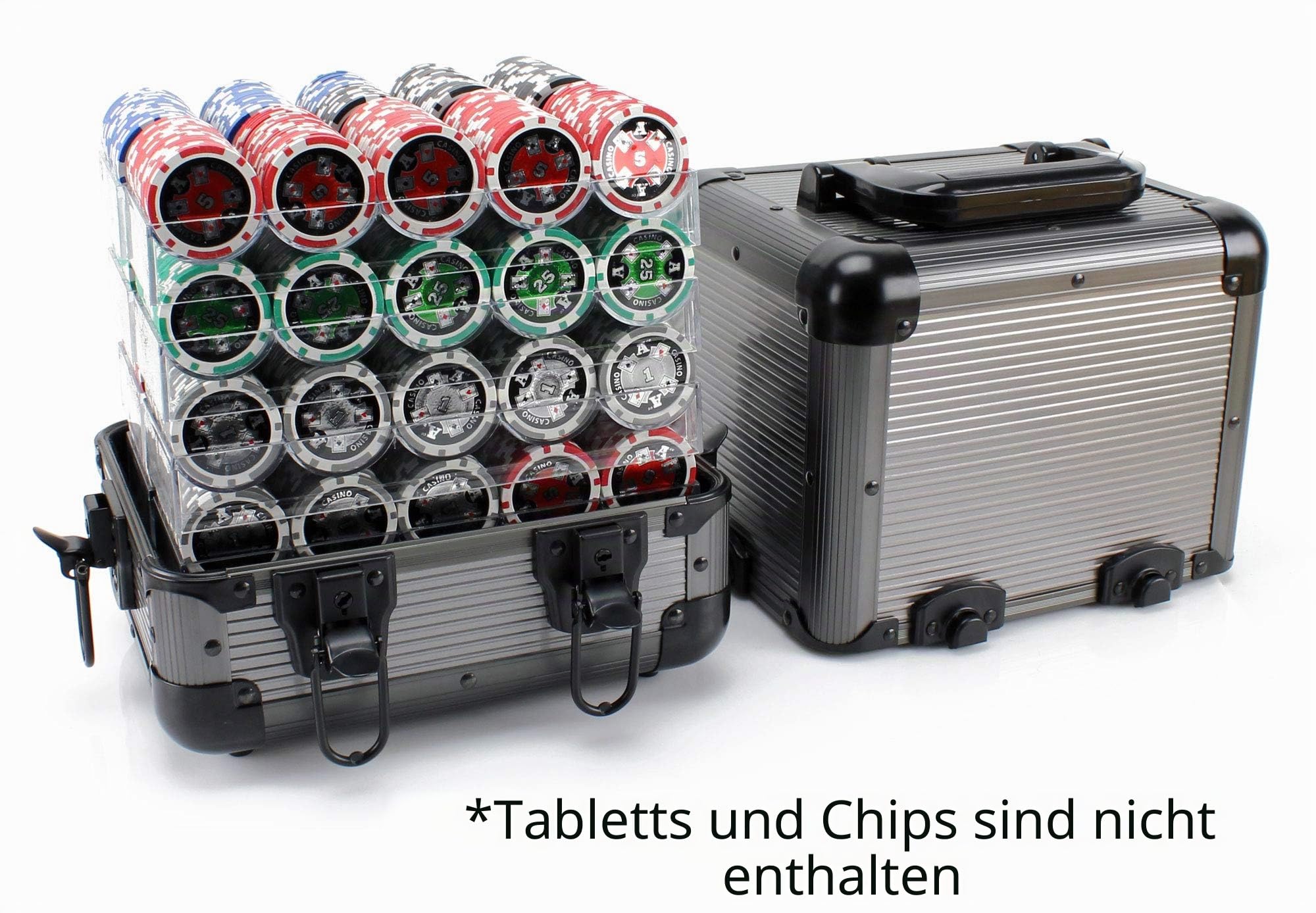 Versa Games 1000 Stück Deluxe-Poker-Chip-Träger in Grauer Farbe – Ultimativer Pokerchip-Träger, grau, Modern