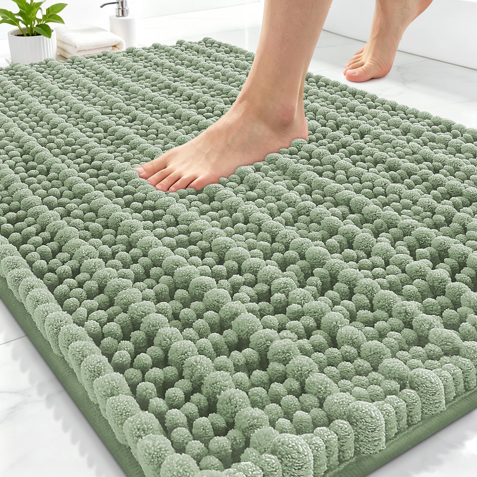Smiry Bathroom Rugs 30X20, Extra Soft Rubber Backing Chenille Bath Mats