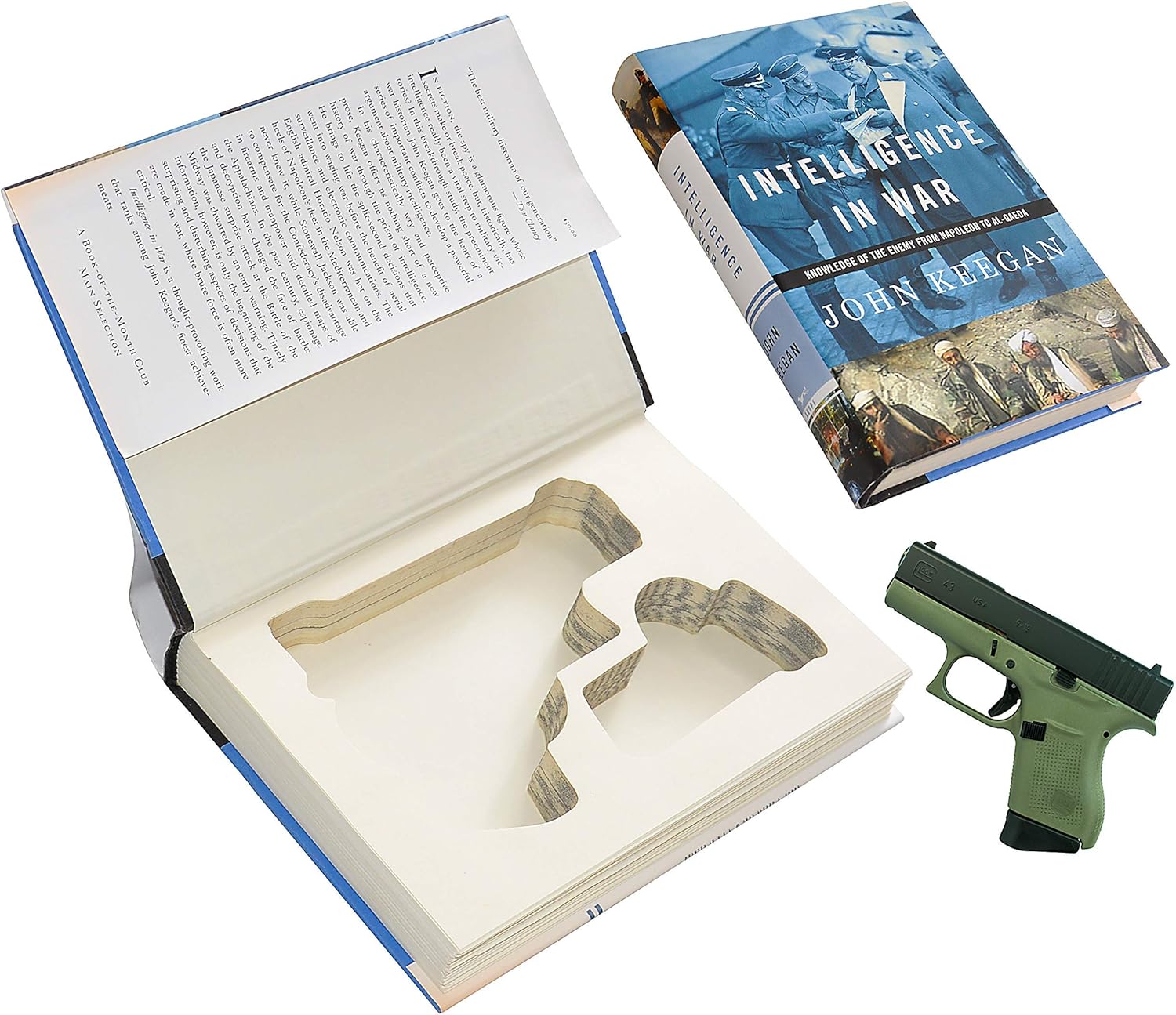 Gun Storage Book Safe Compatible with Glock 43 Handguns - Fits Stock or Pinky Magazine - Hollow Hidden Security Case - Made From Real Book