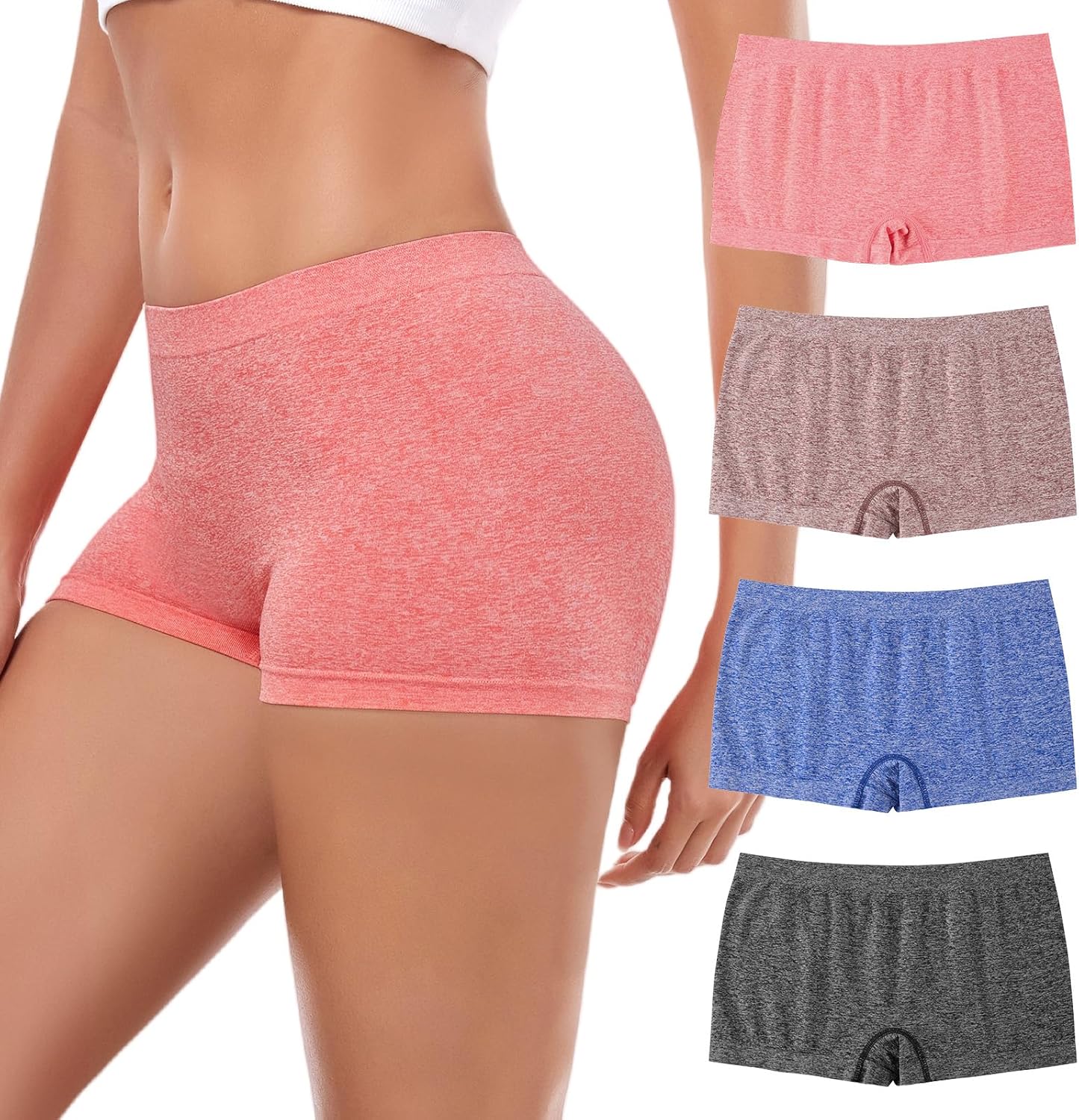 Womens Boys Shorts Underwear Seamless Full Coverage Briefs Soft Stretch Boxer Shorts For Women Multipack - Image 2