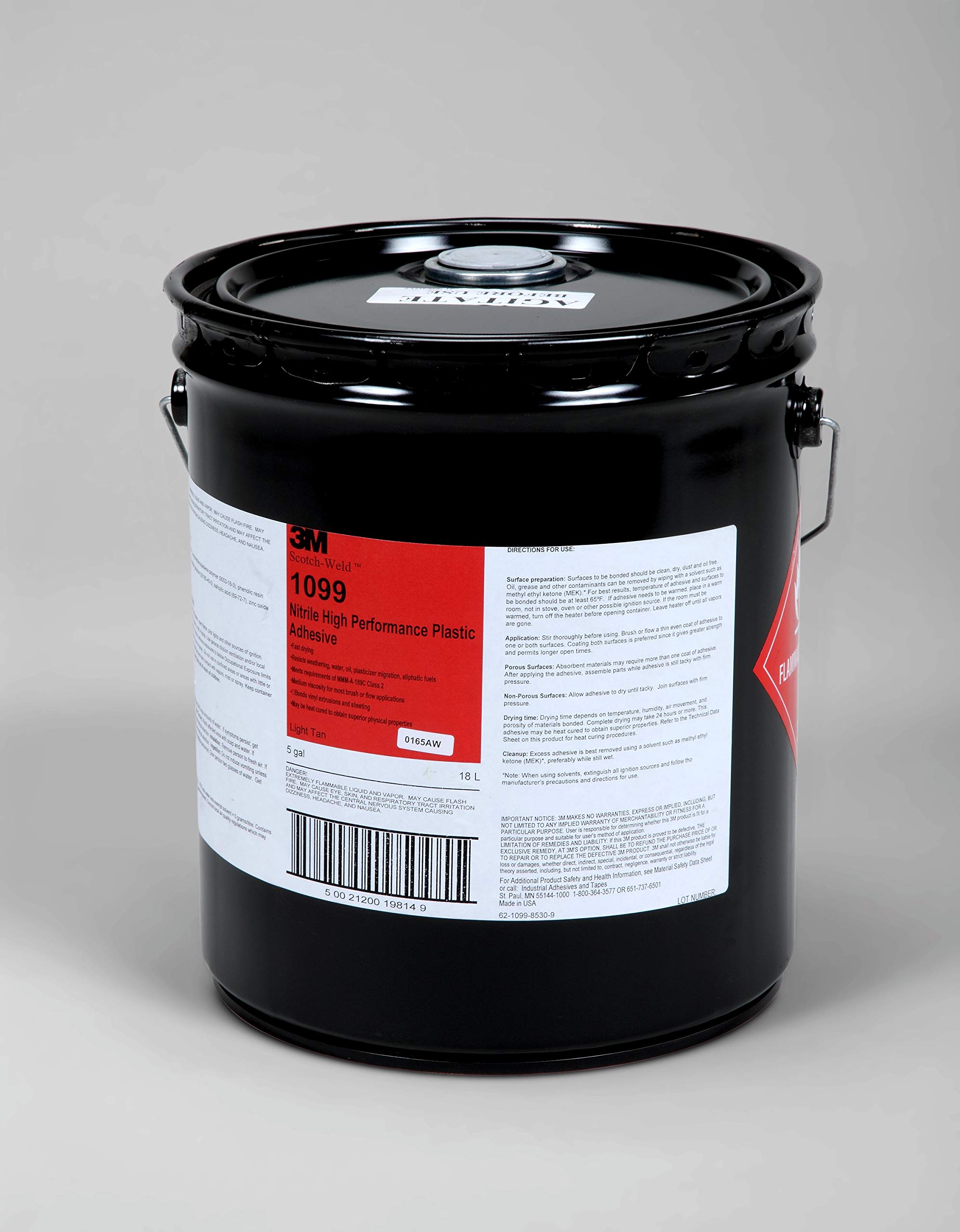 3M(TM) Scotch-Weld(TM) Nitrile High Performance Plastic Adhesive 1099 Tan, 5 Gallon Pail, 1 per case