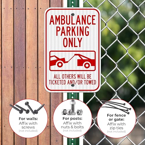 Miniatura 4 de Letrero de ambulancia "Parking Only All Others Will Be Ticketed YOr Towed", 12 x 18 pulgadas, 3M EGP reflectante aluminio .063, resistente a la