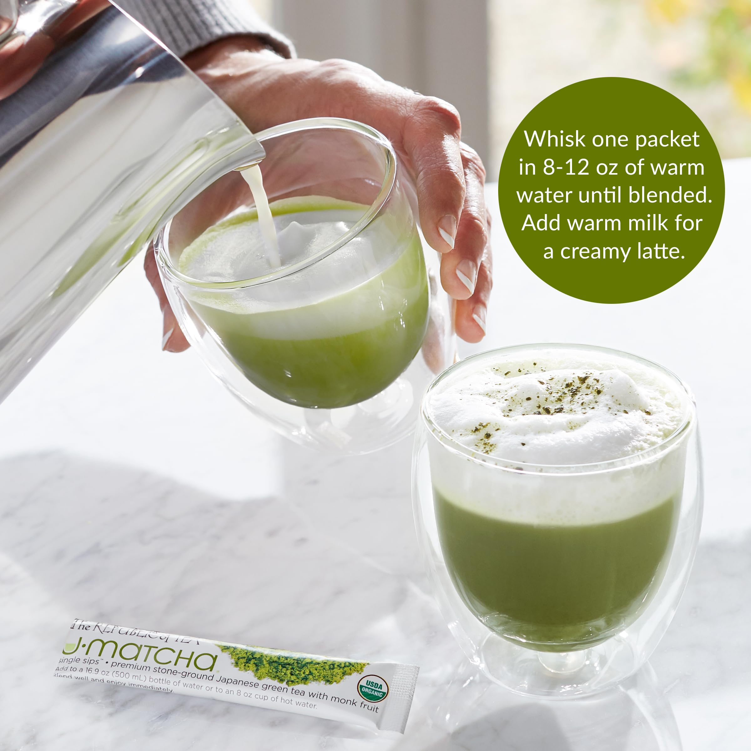 The Republic of Tea Organic U Matcha Single Sips Naturally Caffeinated Matcha Green Tea Powder 14 Packets — view 3