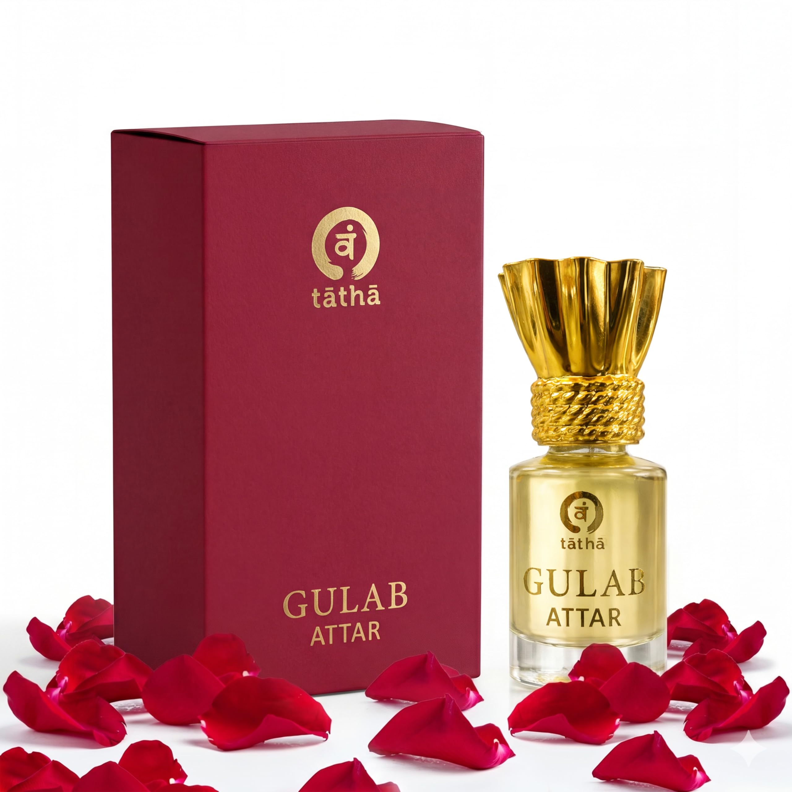 Tatha Rose Attar Original | 100% Gulab Itra | Alcohol-Free Roll-On Perfume for Women & Men | Long-Lasting, Stress Relief & Romantic Scent | Ideal Gift | 6ML Pack | Gulab Attar | Without alcohol