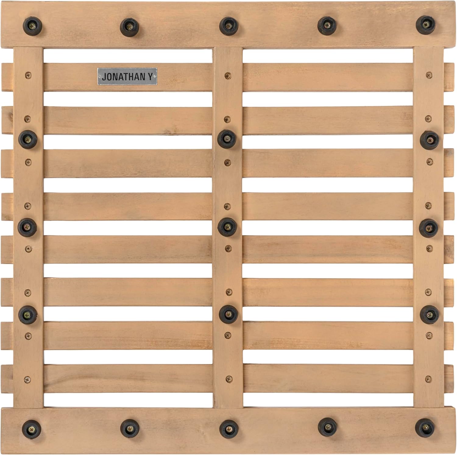 JONATHAN Y Acacia Wood Slat Indoor/Outdoor Bath Mat Light Teak 2X2, Paige Modern Classic for Shower Mat for Bathroom Bathtub, Door, Spa, Sauna or Garden MAT1002T