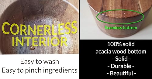 Miniatura 3 de Cookbook People Soporte para caja de sal de madera de acacia pizca de sal en la tapa giratoria magnética