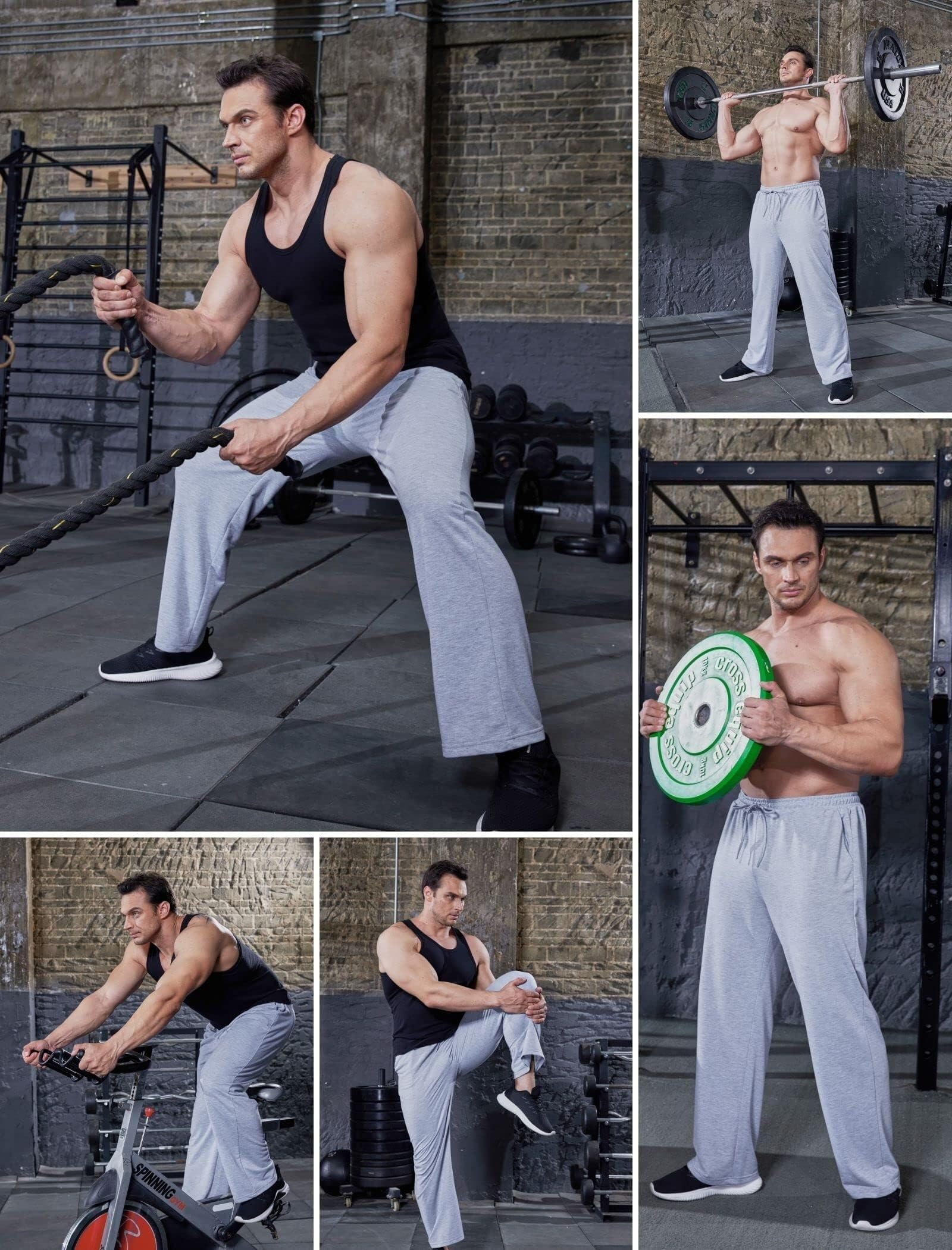 PINSPARK Pantalon de Jogging pour Homme d'entraînement en Coton Sport Long Loisirs Ample Fitness et Yoga survêtement Lounge S-XXL