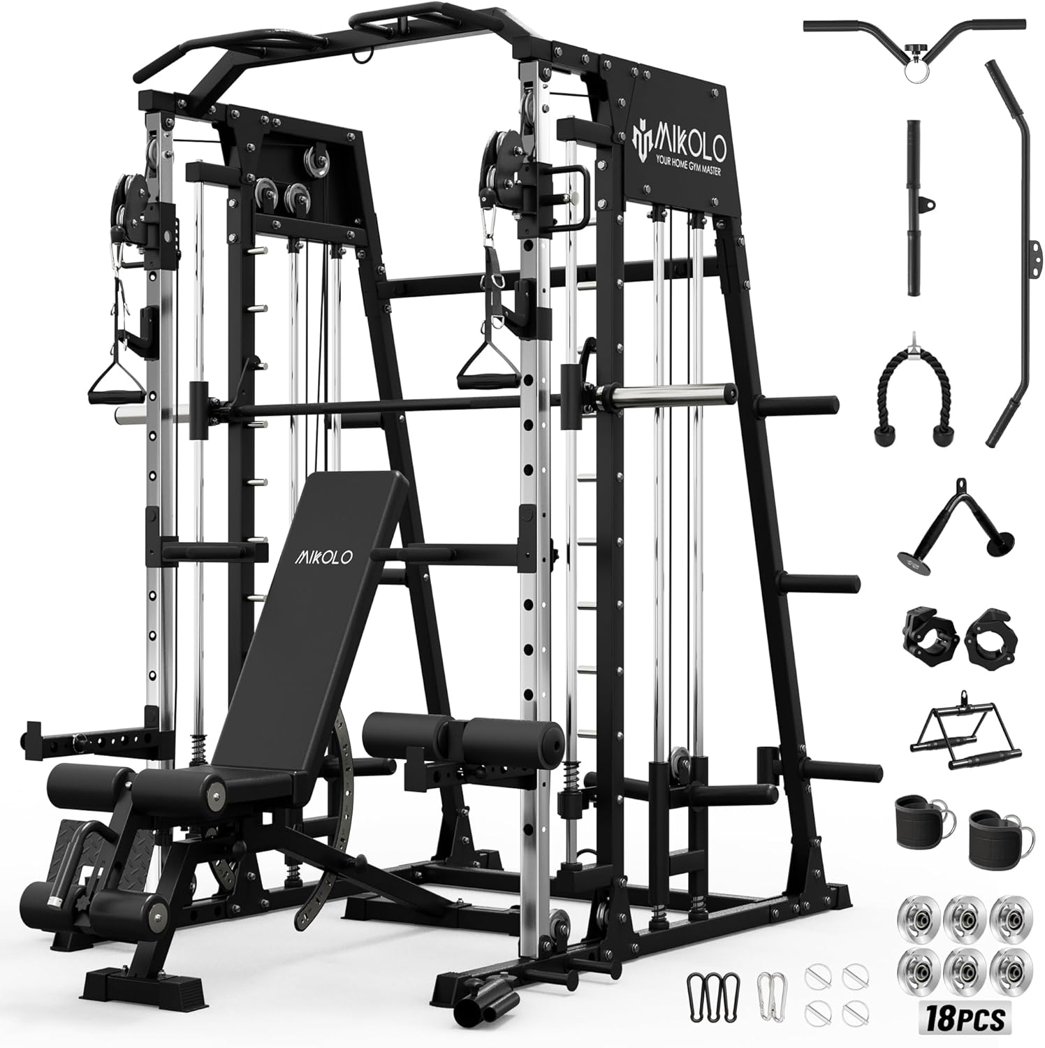 Mikolo M4 Ultra Smith Machine - Cable Crossover & Multi-Function Power Cage