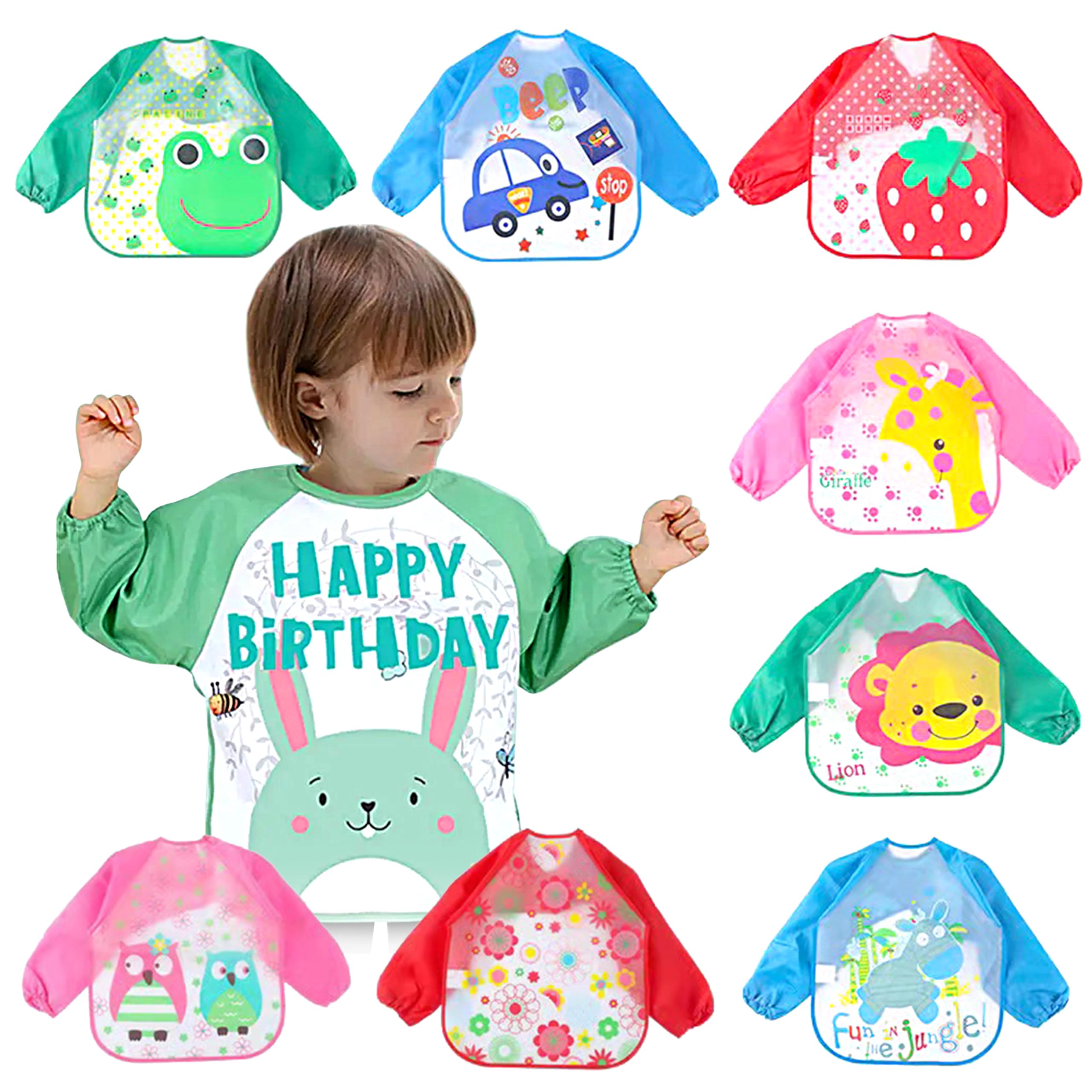 MOM CARE Baby Bib For Newborn Waterproof Plastic Apron Wipeable Stain Resistant With pocket For 6 Months And up Random color-picture-30