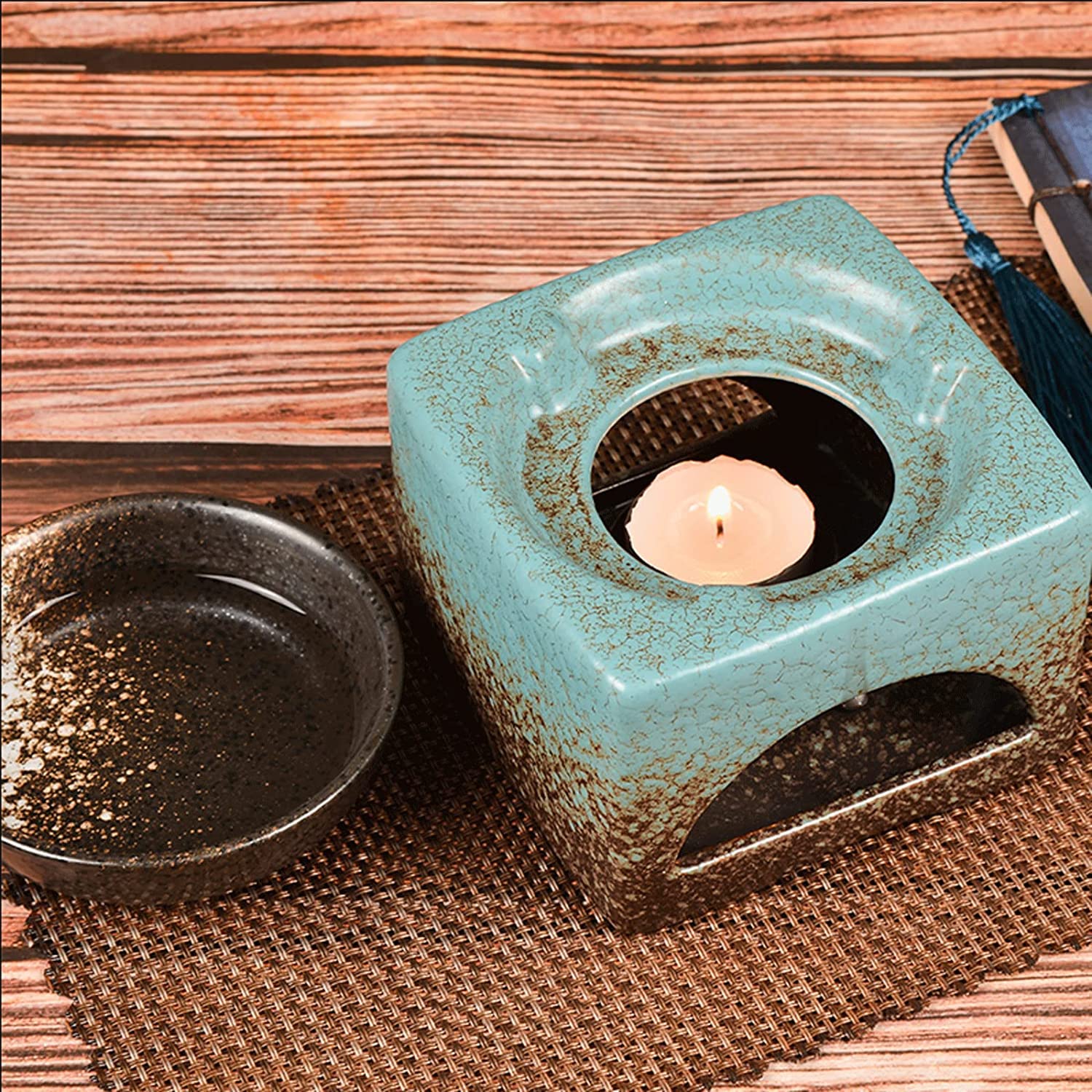 Bruciatori di cera fusa, bruciatori di oli essenzi Scaldaolio profumato Bruciatore di olio essenziale diviso Stufa di aroma di ceramica in stile cinese Diffusore di aroma di incenso for calmare i nerv