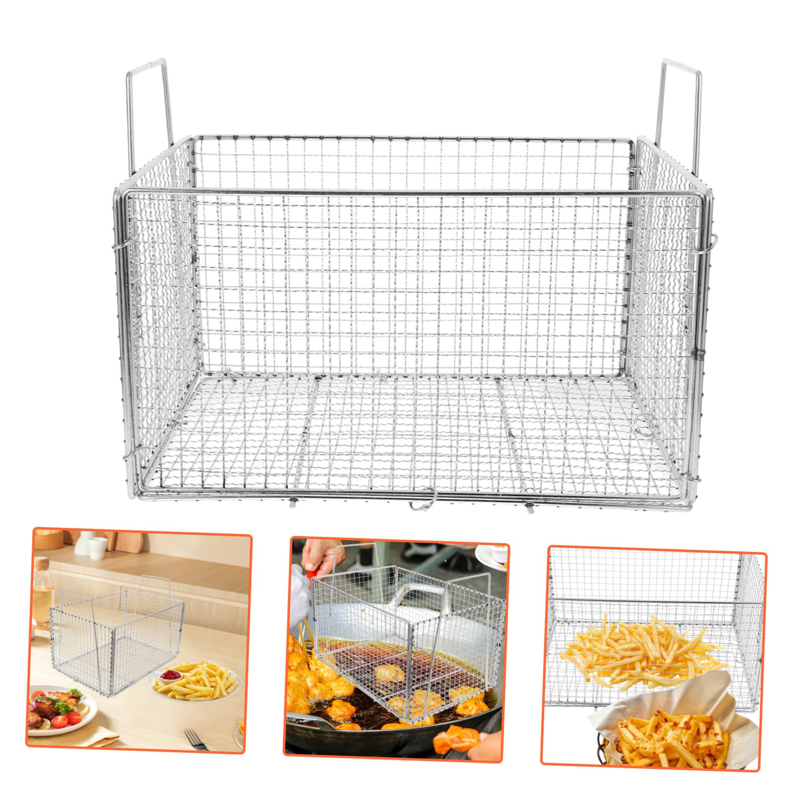ULTECHNOVO Cestello Filtrante Dell'olio e Cestino per Lavaggio Verdure Pieghevole in Acciaio Inox, Scolapasta per Fritti Rete a Maglia Fine, Utensile Cucina per Eliminare Olio in Eccesso