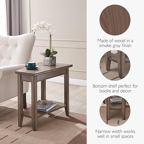 Miniatura 52 de Leick Home 10074-DS - Mesa auxiliar reclinable con plataforma con estante, color arena del desierto Arenas del desierto,Negro -,Gris,Roble de