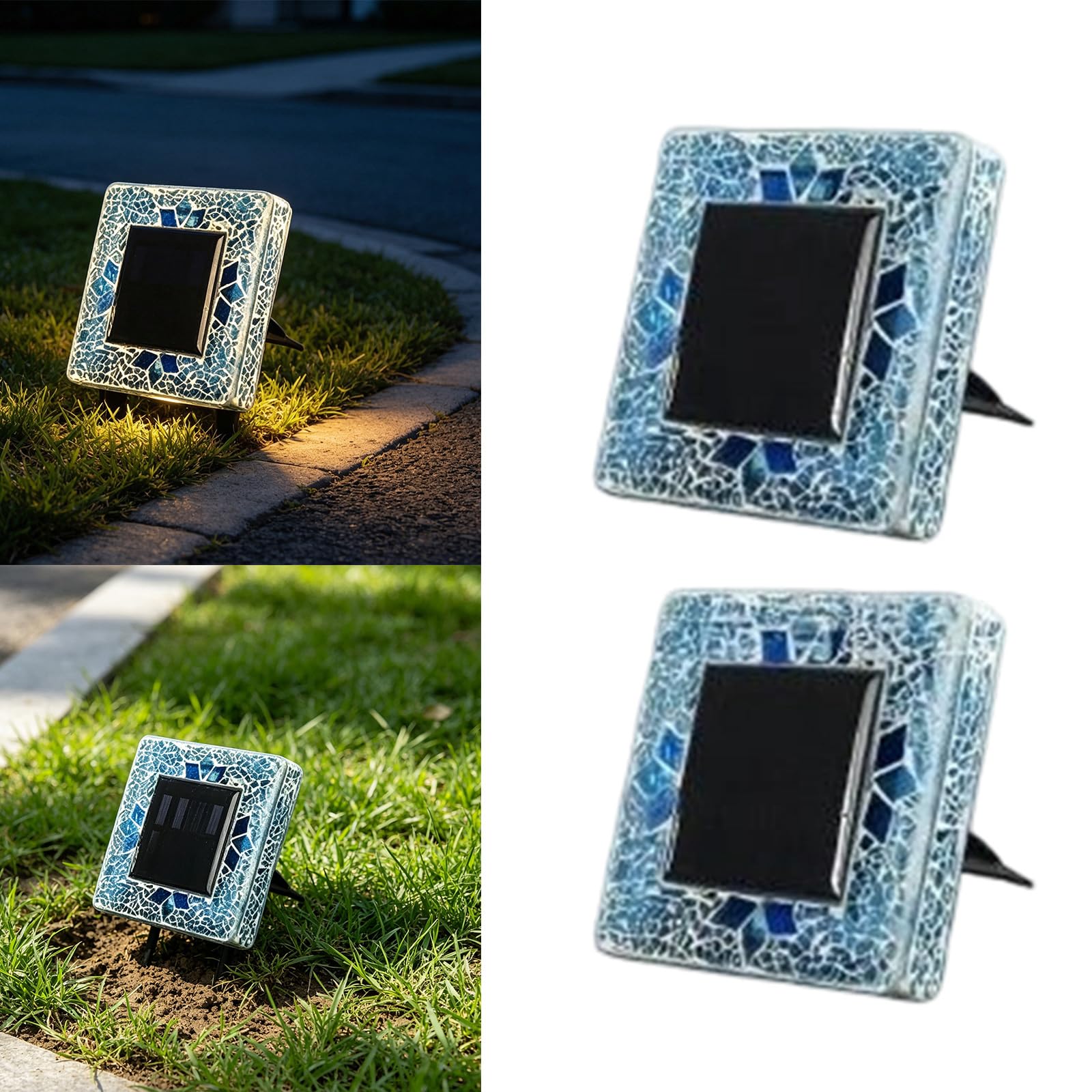 Luce da giardino a energia solare, prati, Square blue