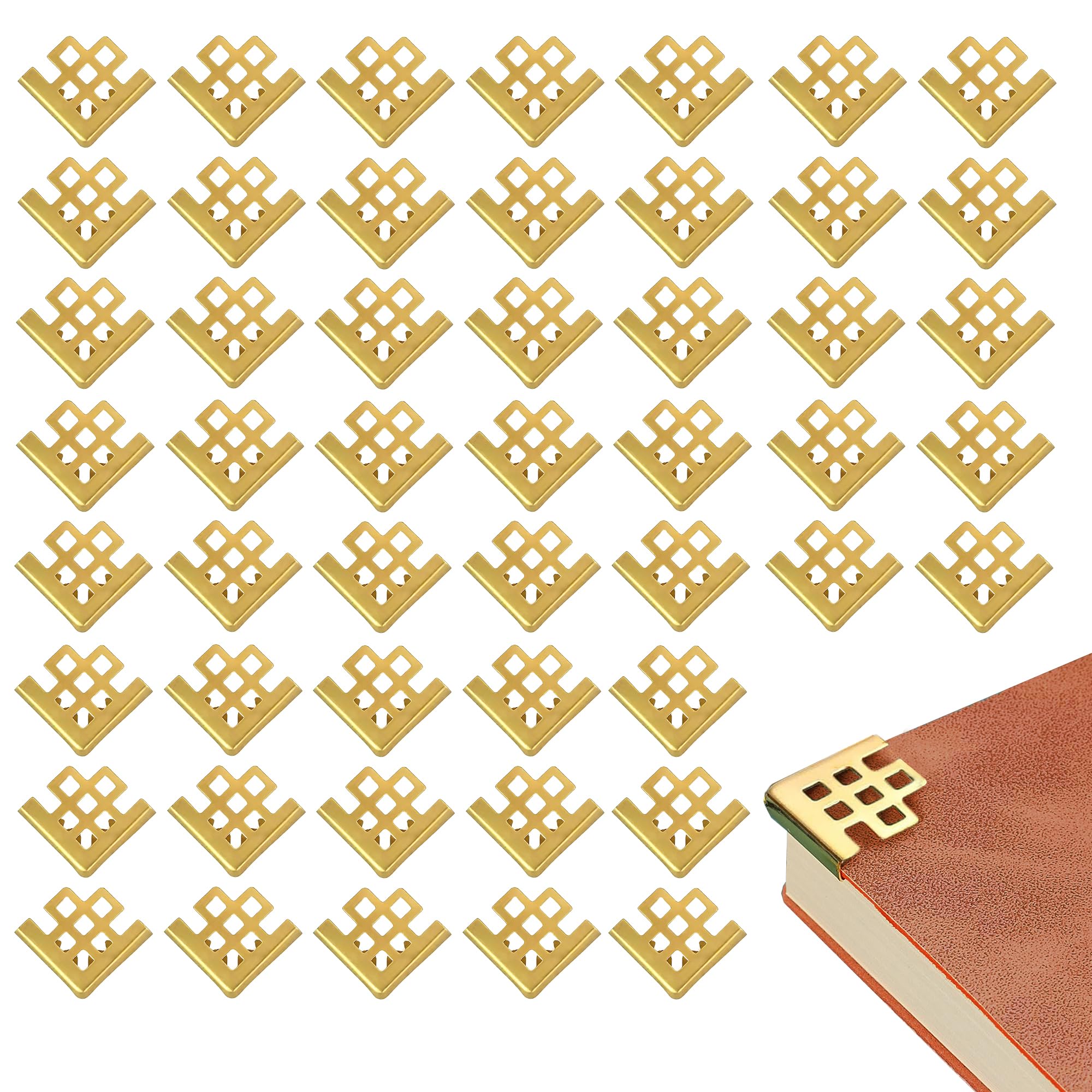 50 Stück Buchecken Set Robuste Buchecken Metall im Vintage-Stil für Bücher, Scrapbooking und Alben, Dekorativer Bücherecke Kantenschutz aus Metall für Notizbücher Fotoalben und DIY-Projekte