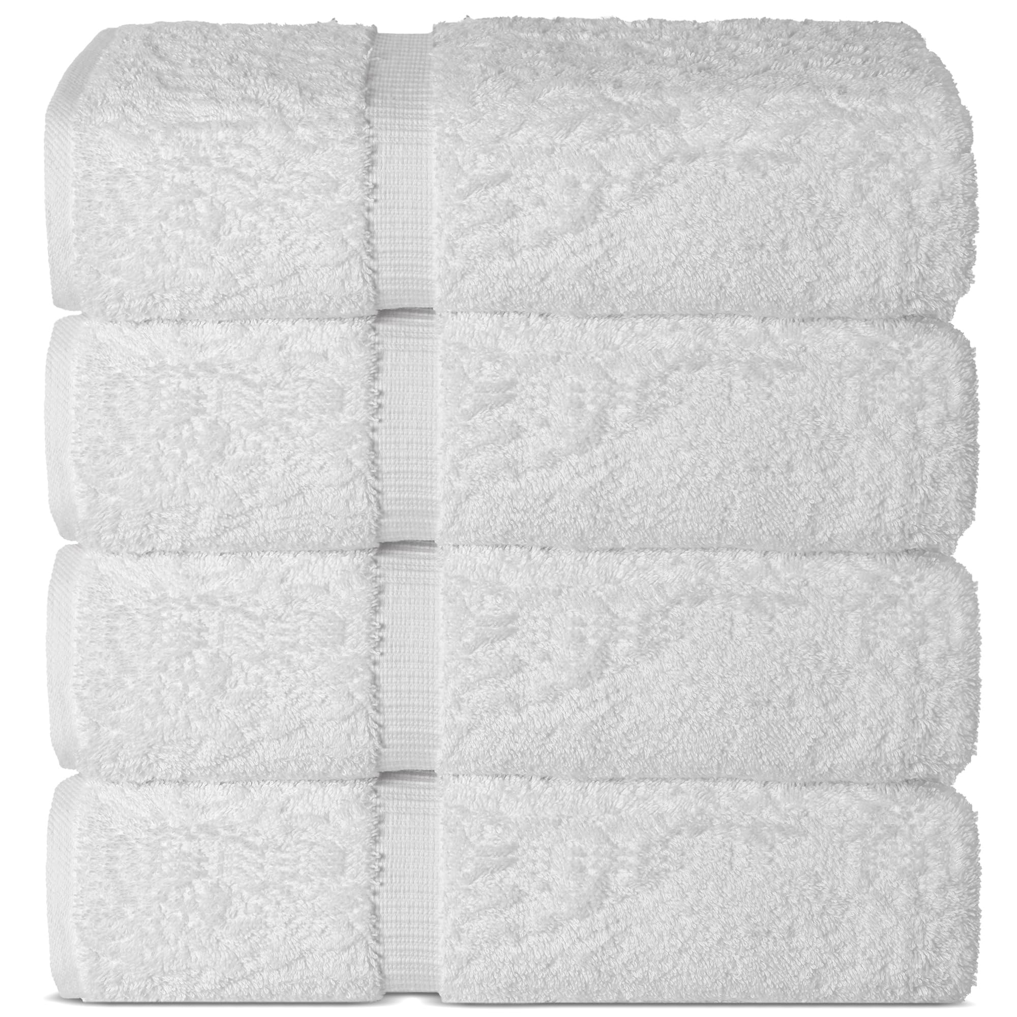 Premium Cotton Absorbent Turkish Towels (Bath Towel - Set of 4, White)