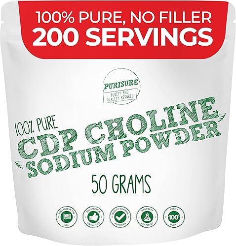 Purisure CDP Polvo de colina, 1.76oz Suplemento de refuerzo cerebral para enfoque, memoria, claridad, energía Mejora el proceso de pensamiento,