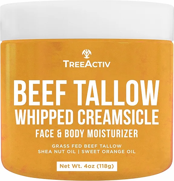 Beef Tallow Face Cream Body Moisturizer, All Natural Grass Fed Whipped Beef tallow For Skin, Deeply Hydrating & Nourishing Balm for Eczema Cracked Dry Itchy Irritated Skin Repair Skincare 4 fl oz