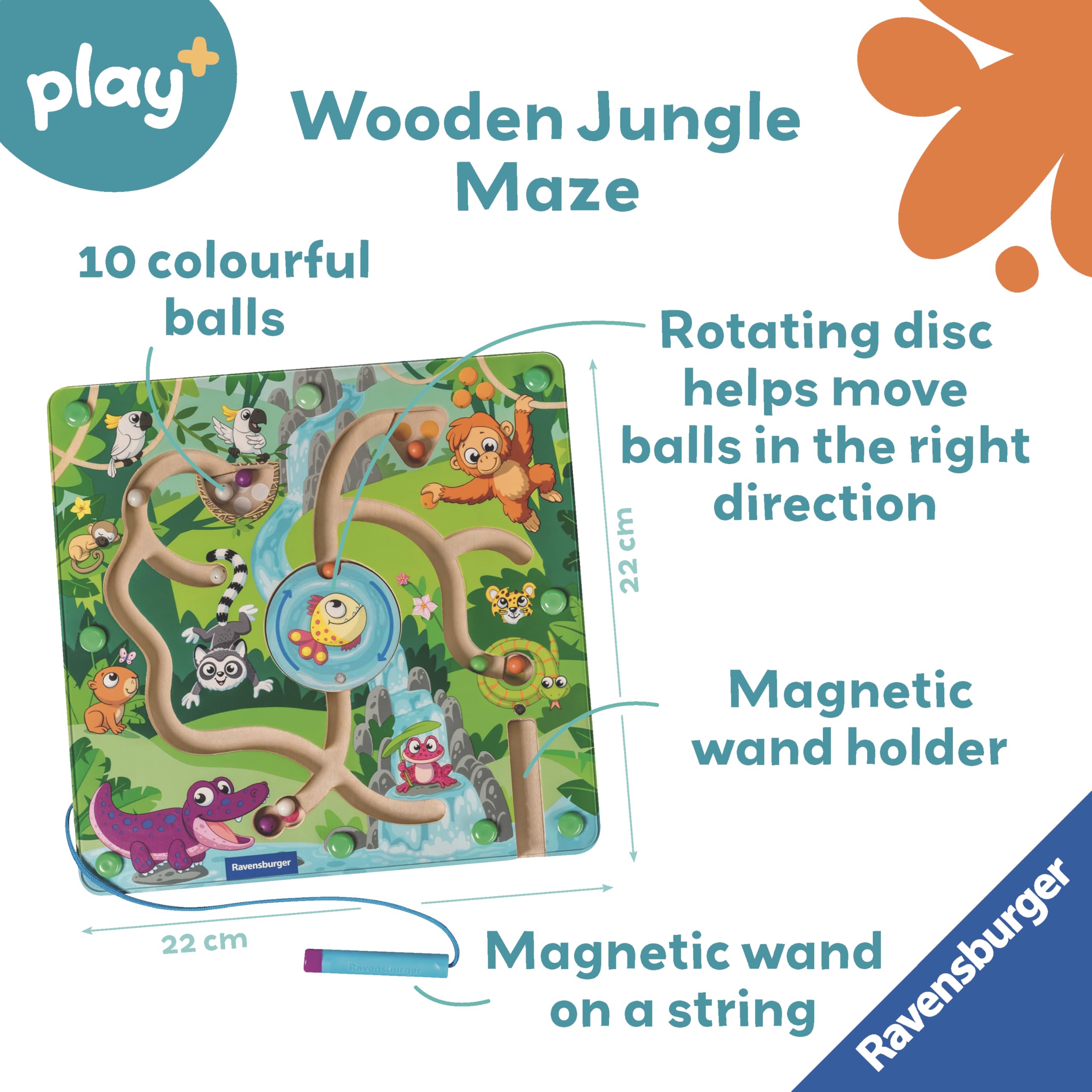 Ravensburger Play+ In The Jungle Touch & Play Baby Sensory Toy Wooden Puzzle for Toddlers Age 1 Year Old - Infant Toys and Gifts - Image 2
