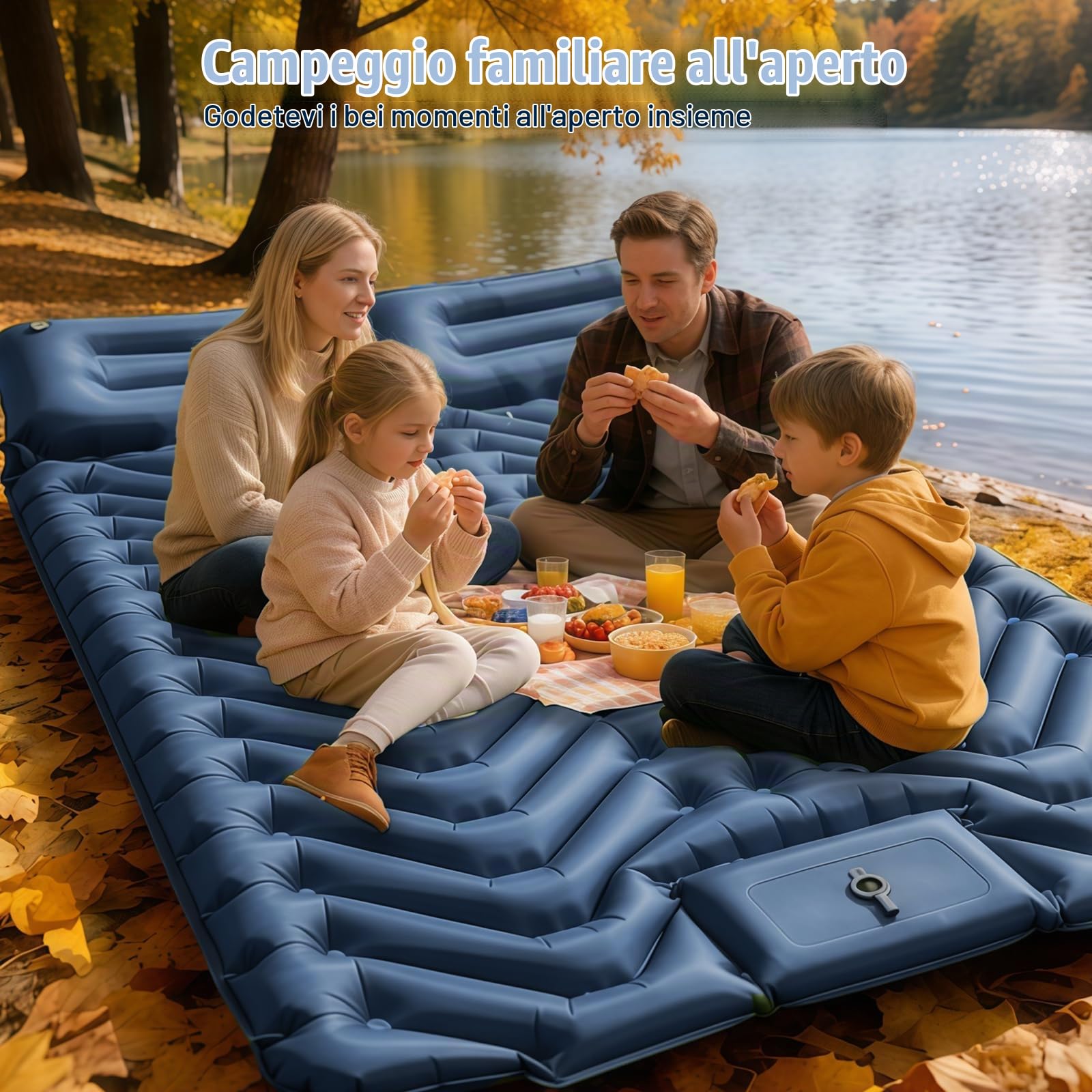 Materassino da campeggio, gonfiabile, per 2 persone, gonfiabile, per esterni, con pompa a piedi, compatto, ultraleggero, impermeabile, per escursioni, spiaggia, tenda