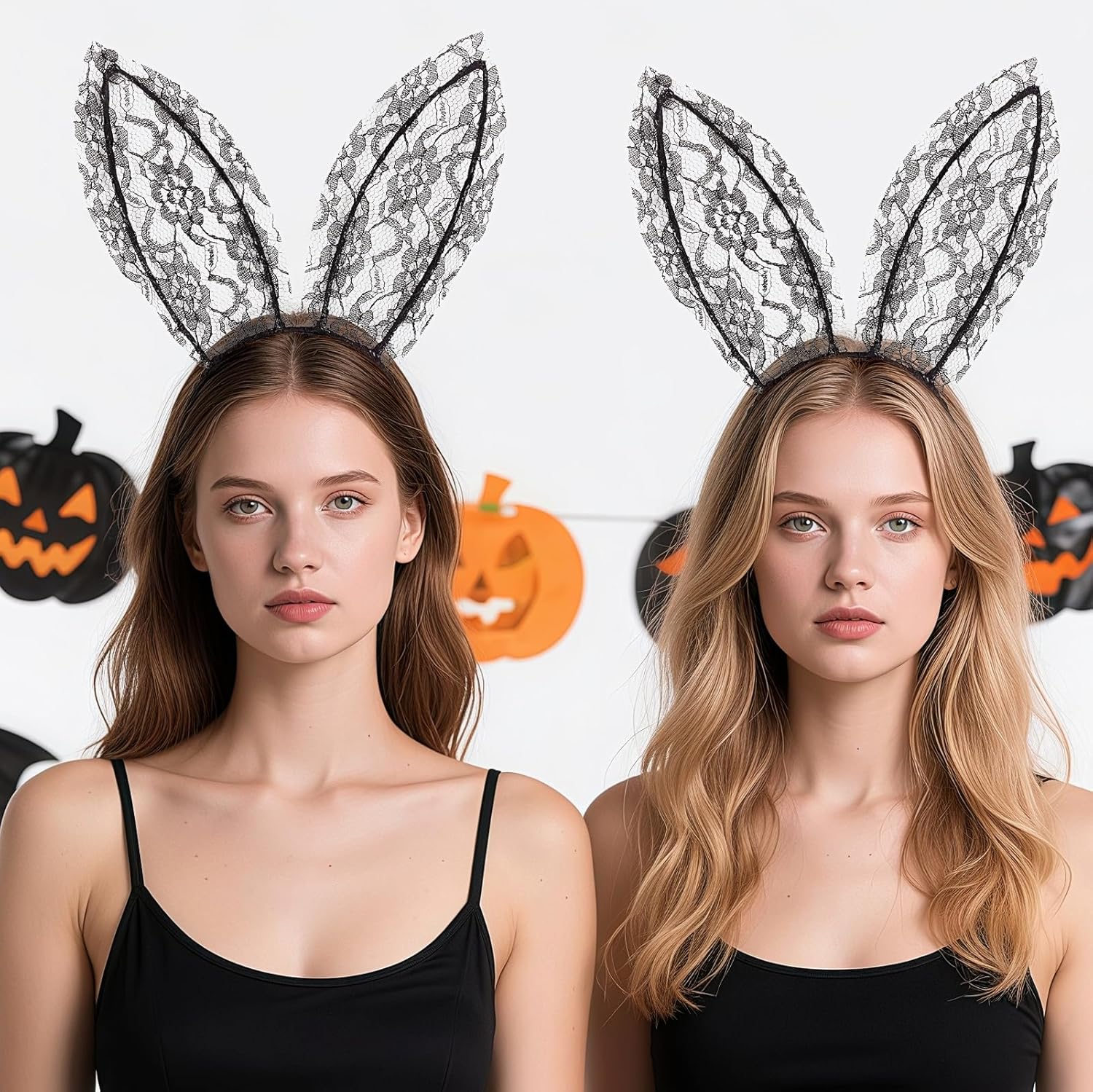 Doneace Bunny Ears Headband Black Sexy Bunny Ears HairBand Rabbit Ears Headband Bunny Costume Halloween Hair Accessory for Women Party Cosplay Masquerade - Image 4