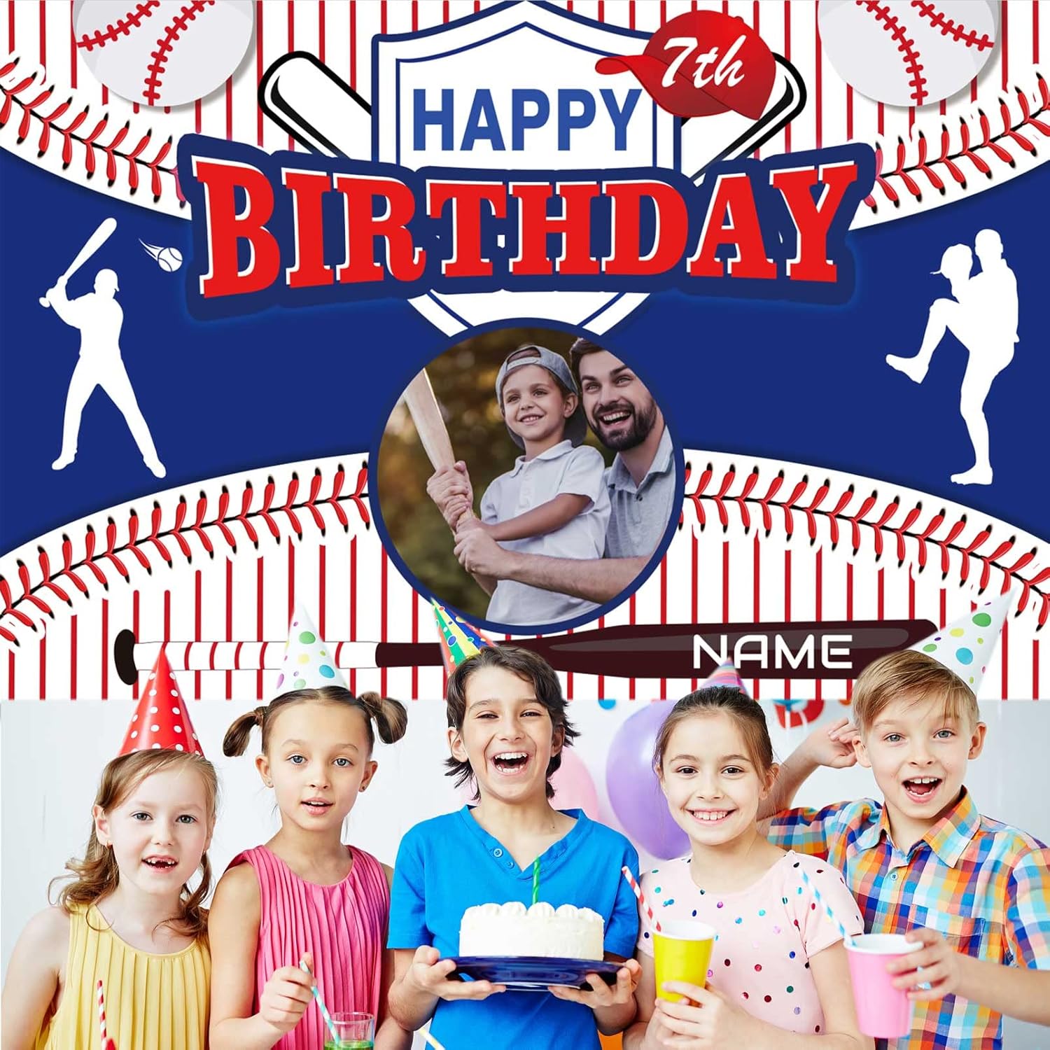 Custom Baseball Sports Happy Birthday Party Decorations Supplies Personalized Baseball Sports Birthday Backdrop Banner(6x9ft)