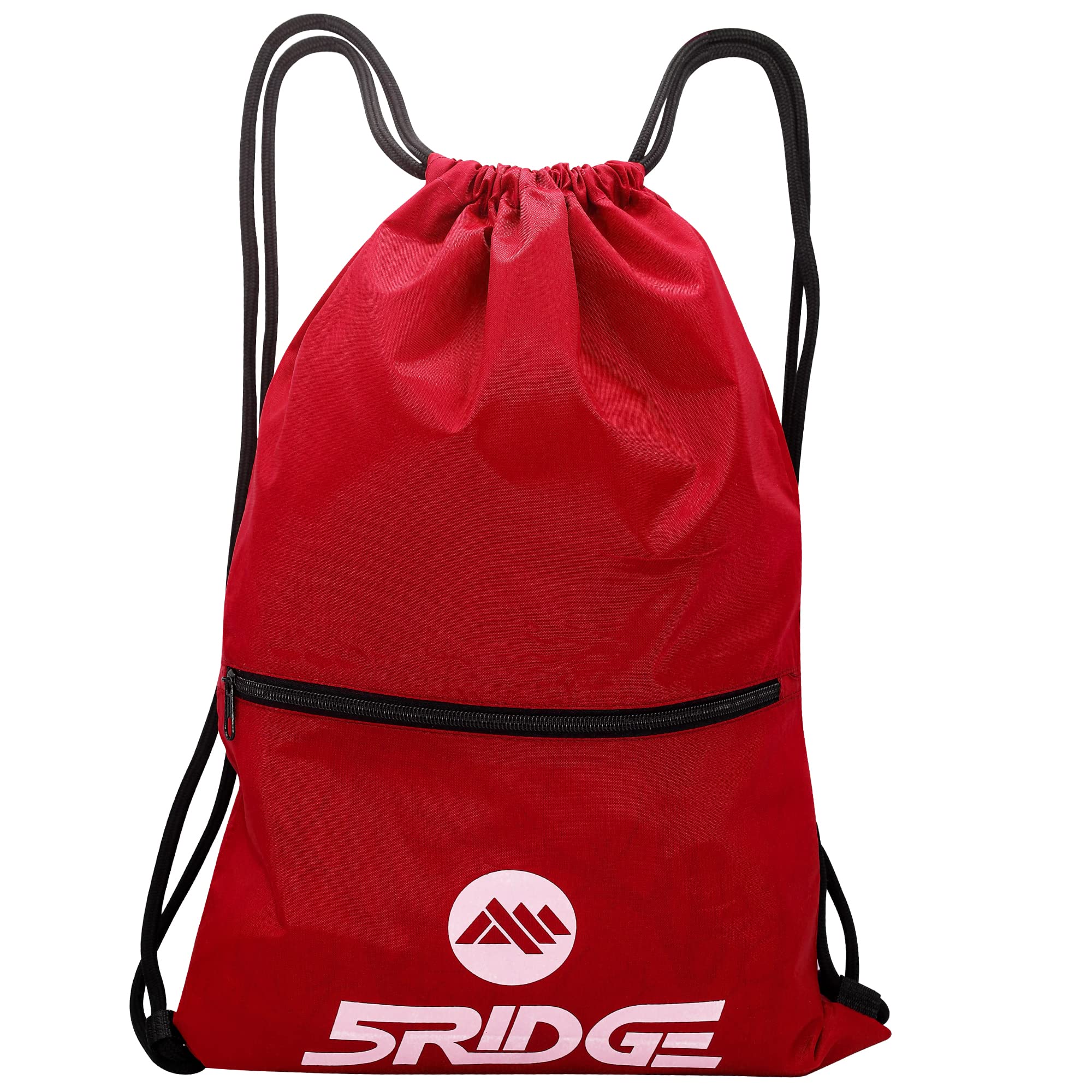 Sac Sport à Cordon étanche – 44x35 Cm – Poche Zippée – 5RIDGE Pour Plage, Randonnée, Foot, Voyage