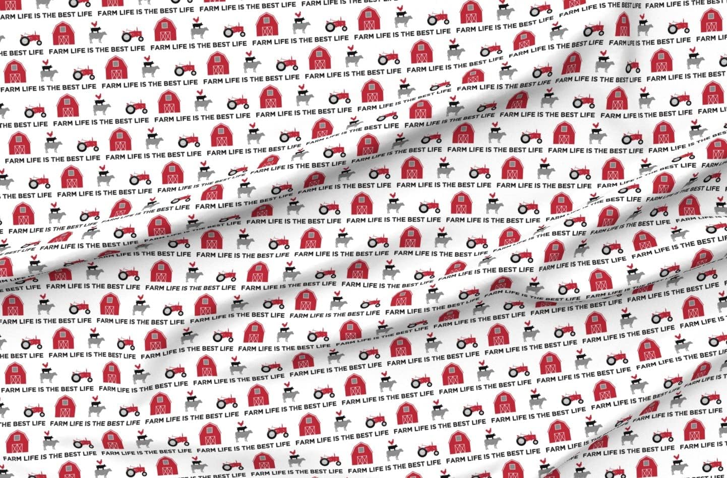 Spoonflower Fabric - Farm Life Best Black Red Collection Barn Pig Cow Rooster Little Arrow Printed on Minky Fabric by The Yard - Sewing Baby Blankets Quilt Backing Plush