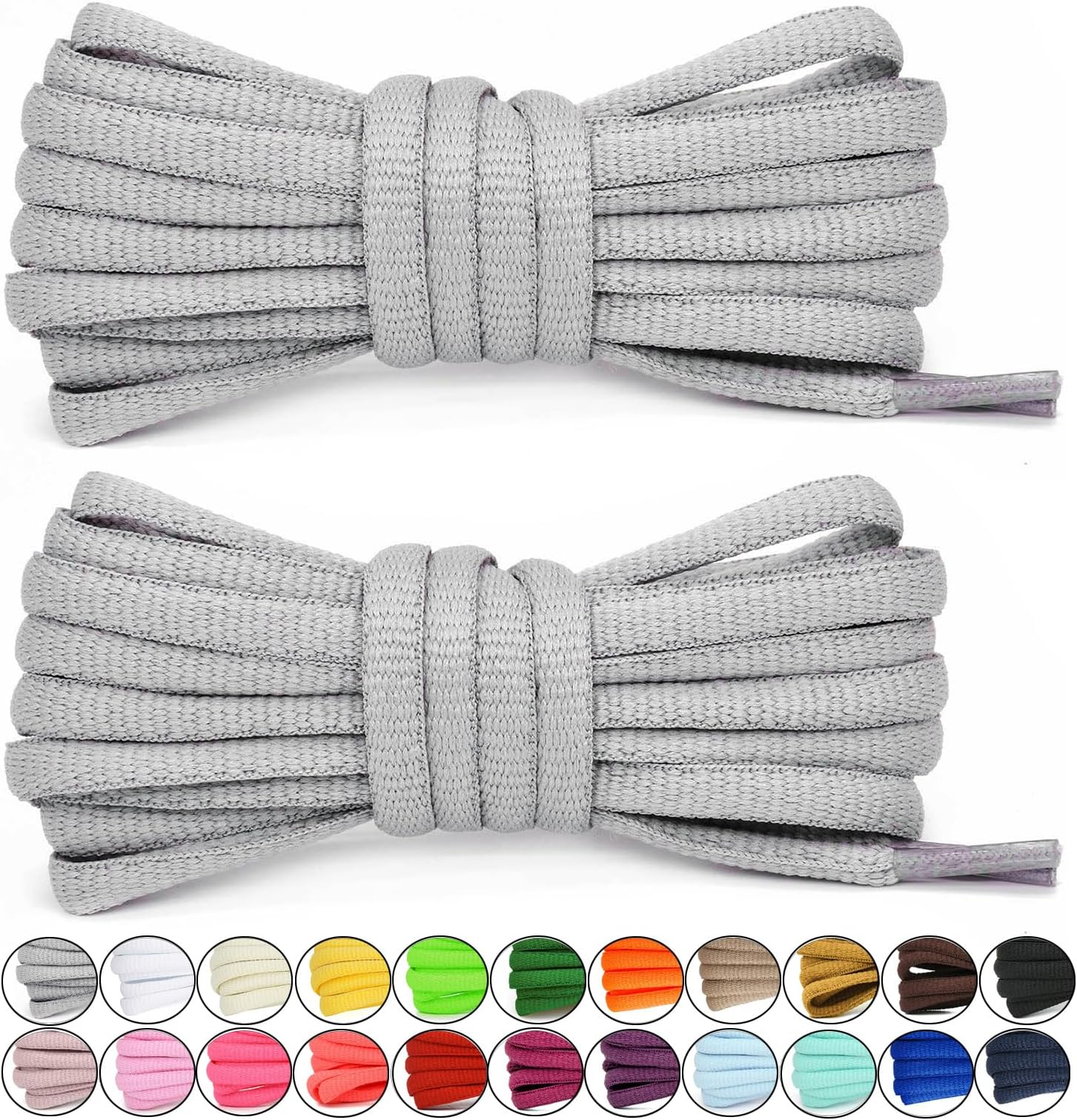 [2 Pairs Half Round Shoe Laces for Sneakers 76cm - 182cm Length 22 Color Shoelaces
