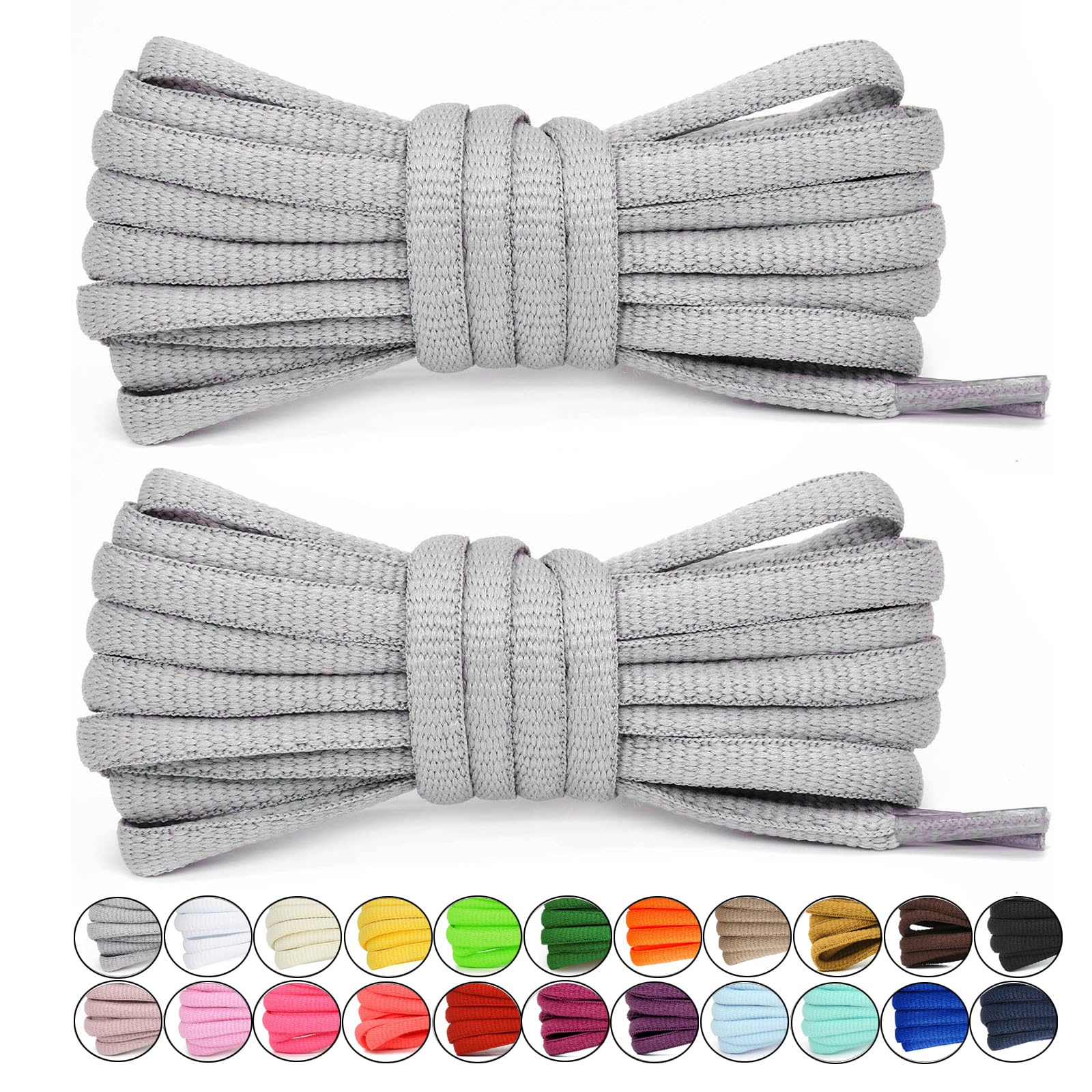 Stepace[2 Pairs Half Round Shoe Laces for Sneakers 76cm - 182cm Length 22 Color Shoelaces