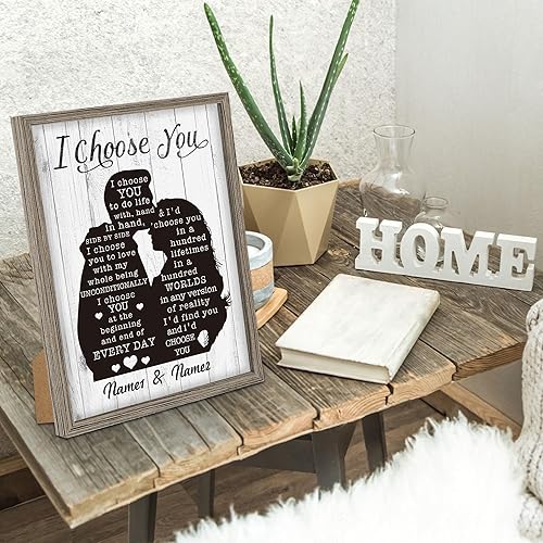 Miniatura 7 de Arte de pared con texto en inglés "I Choose You", regalos personalizados para novio, novia, marido, esposa, rompecabezas con nombre, impresión en