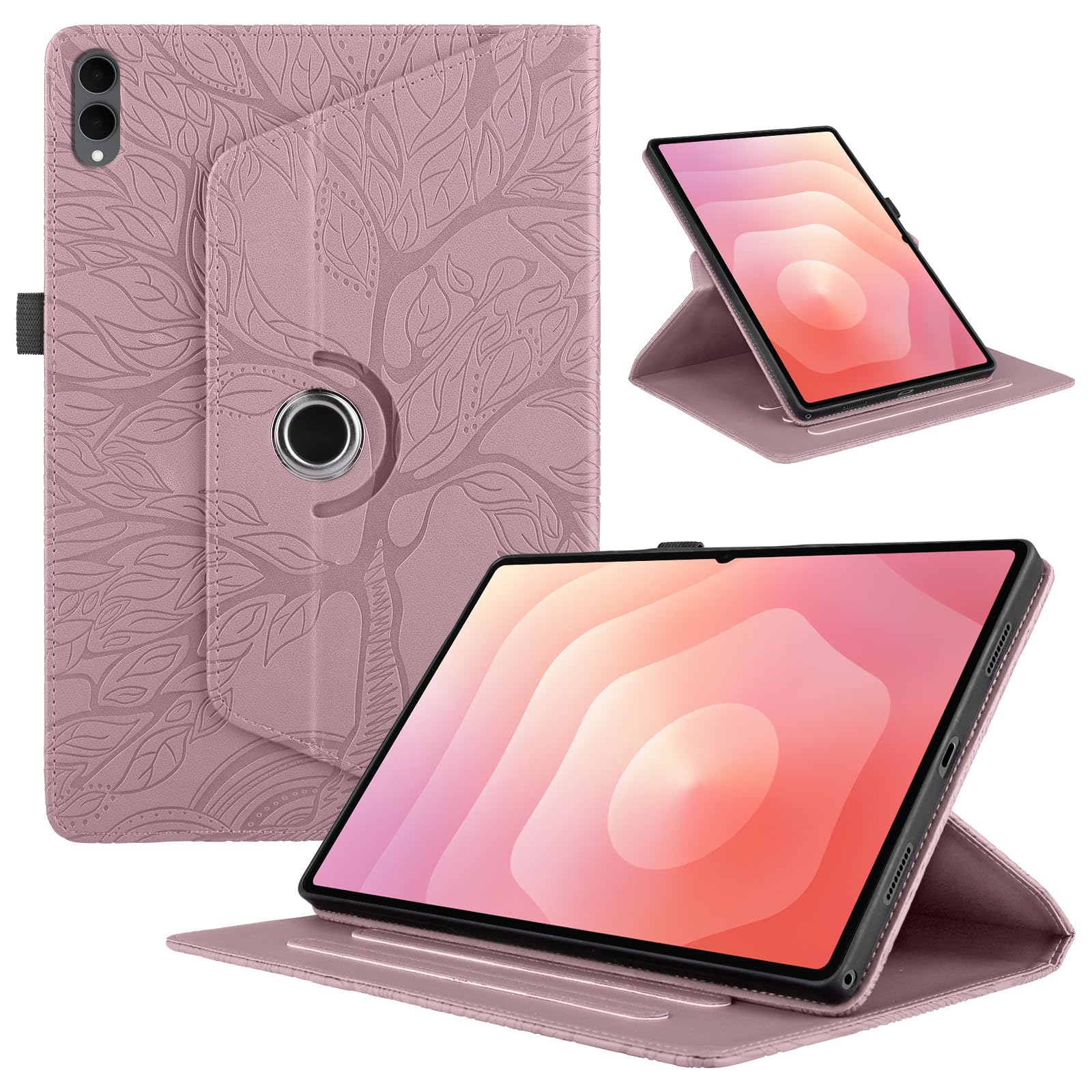 Funda para Samsung Galaxy Tab S9/ S8/ S7 11" (SM-X710/X700/T870) PU Cuero Tablets Protectora Cover 360°Carcasa Giratoria de ángulo Múltiple Stand Función Tablets Funda,Rojo Árboles — view 29