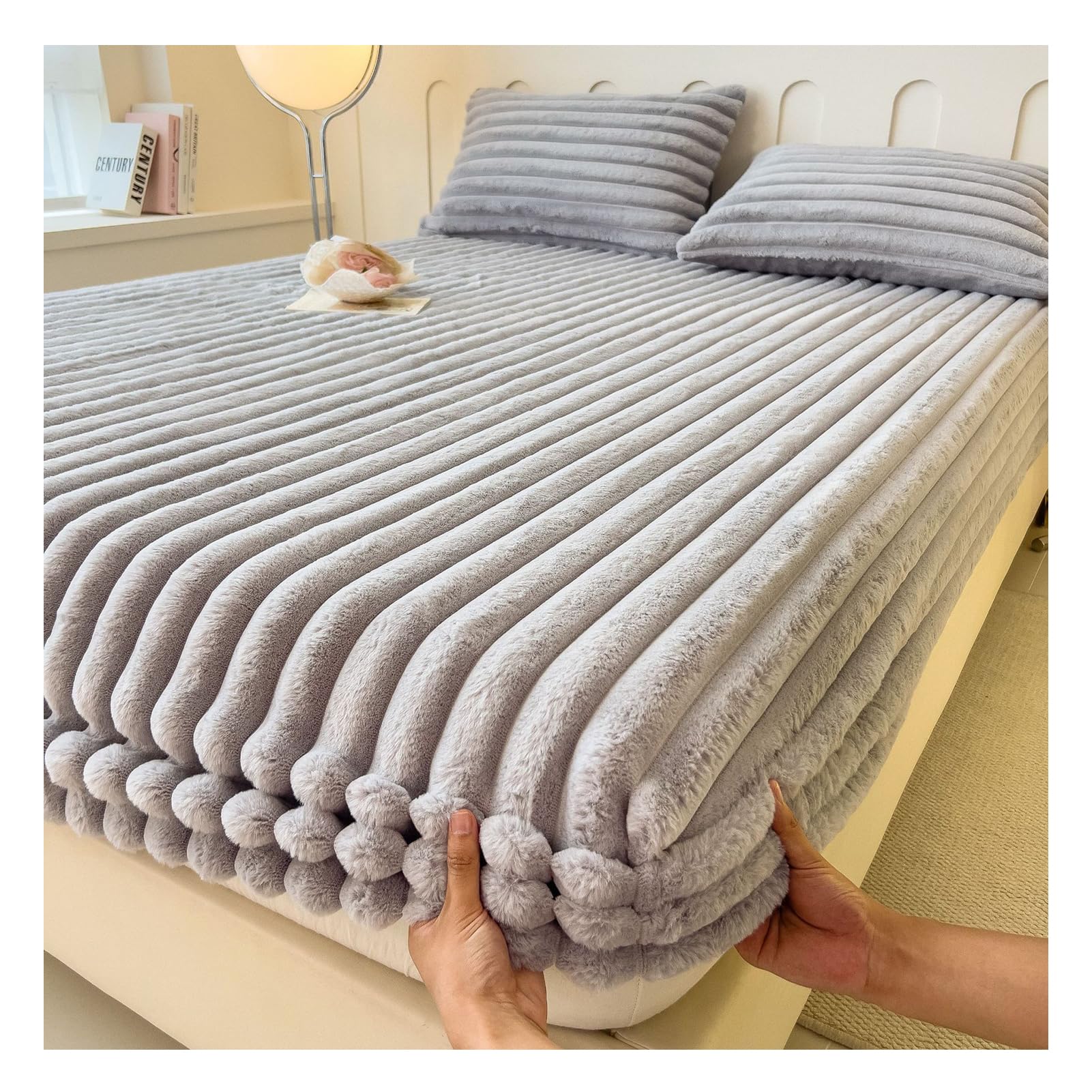 Elastic Bed Sheets Queen Size Velvet Twin Fitted Sheet Soft Wrinkle Free Comfy Extra Deep Pockets Fitted Sheet