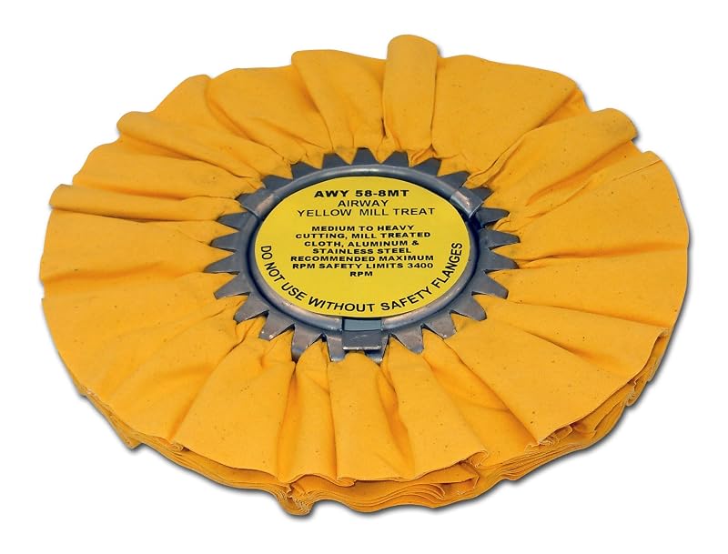 Boina de Polimento Airway Zephyr AWY 58-8 MT Amarela, 20,3 cm, Furo de 15,9 mm