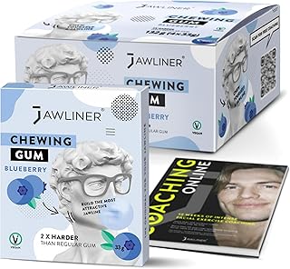 JAWLINER Hard chewing Gum, Jawline gum - Sugar Free Blueberry Gum - Jaw Exerciser - mastic gum for Mewing - 2x Harder Than Regular Chewing Gum 130 Grams(48 Strips)