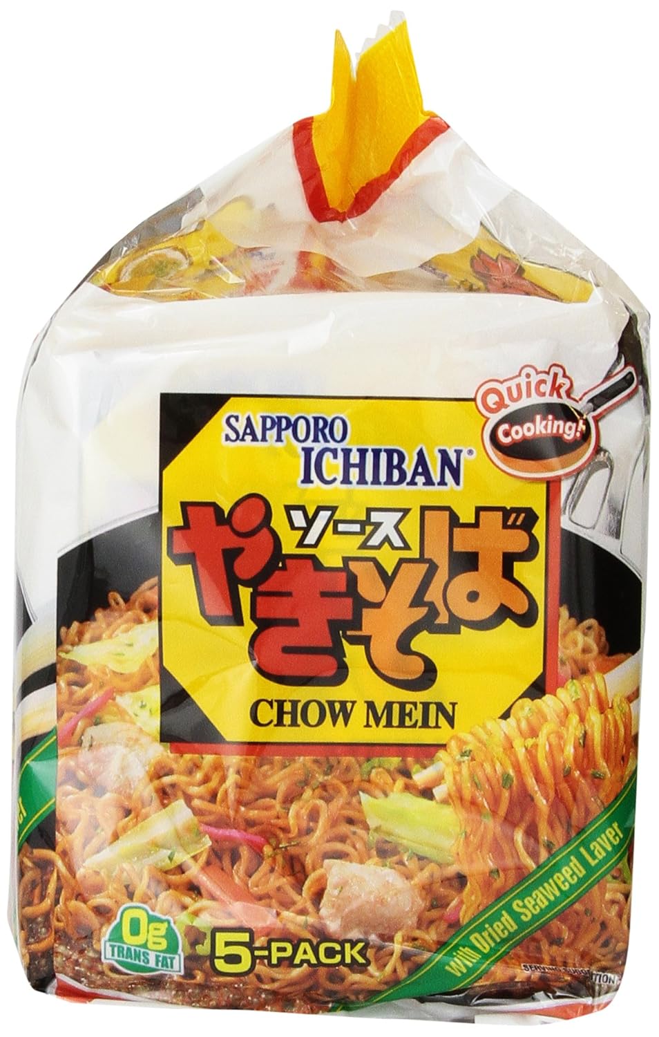 Sapporo Ichiban Chow Mein Yakisoba, 5 Count, 18 Ounce (Pack of 6)