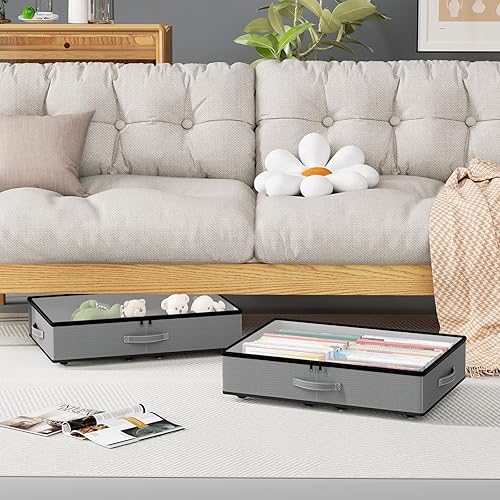 Miniatura 6 de Under Bed Storage with Wheels, No Assemble Required 5.5 inches height grey under bed storage bins,Low Profile Rolling Underbed Shoe Storage