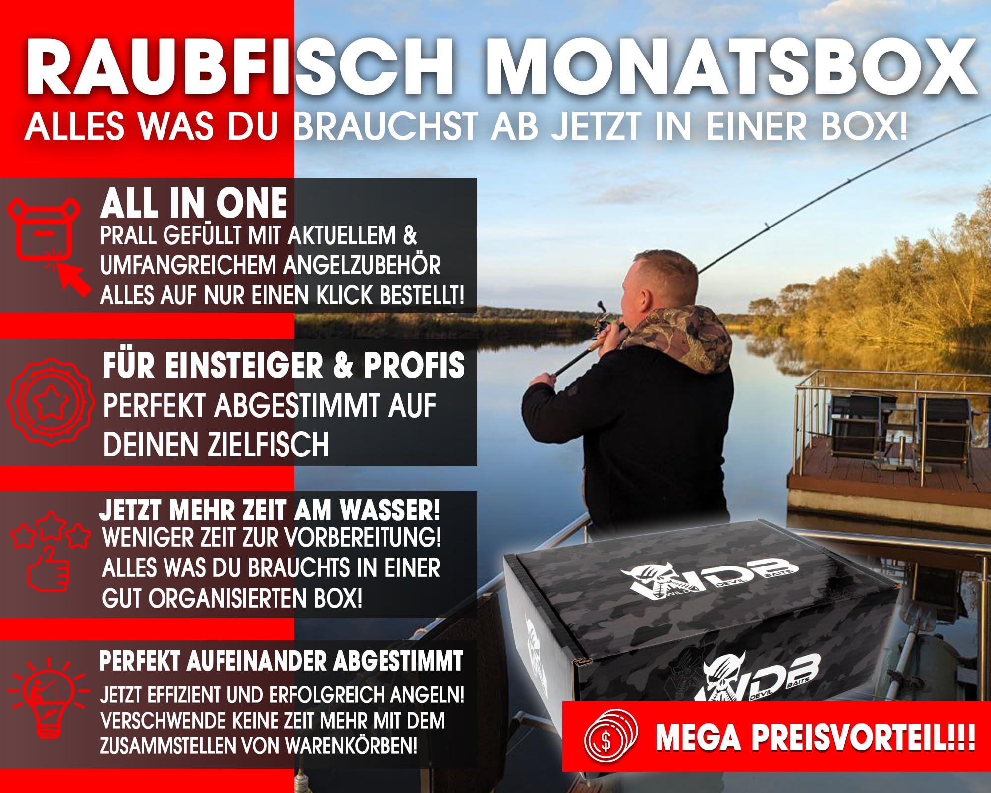 Wild Devil Baits Pro Petri Box Monatsbox Raubfischbox Angelbox Promo Box Geschenk Angelzubehör (Juni)