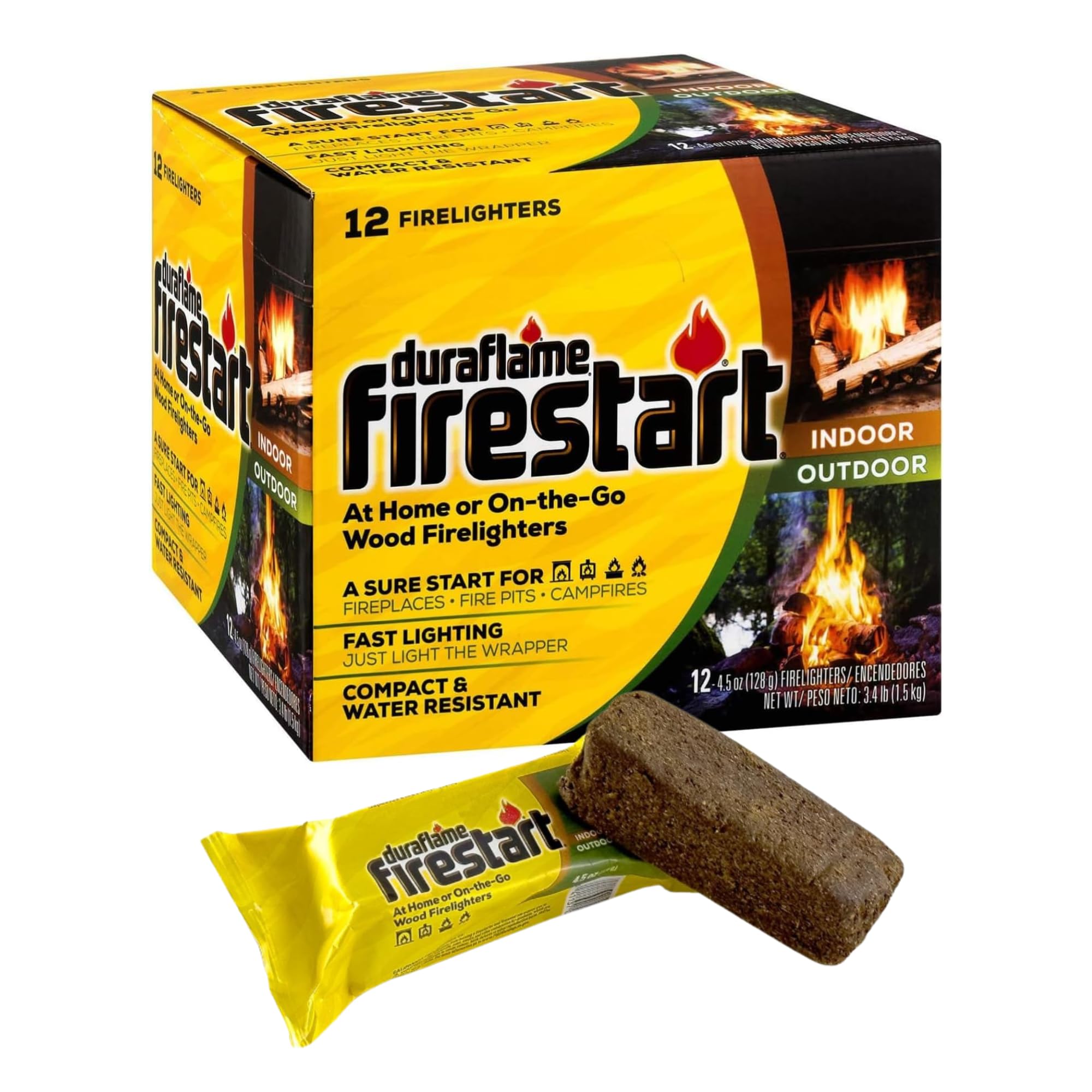 duraflame Firestart Indoor/Outdoor Firelighters, 12 Pack, Yellow