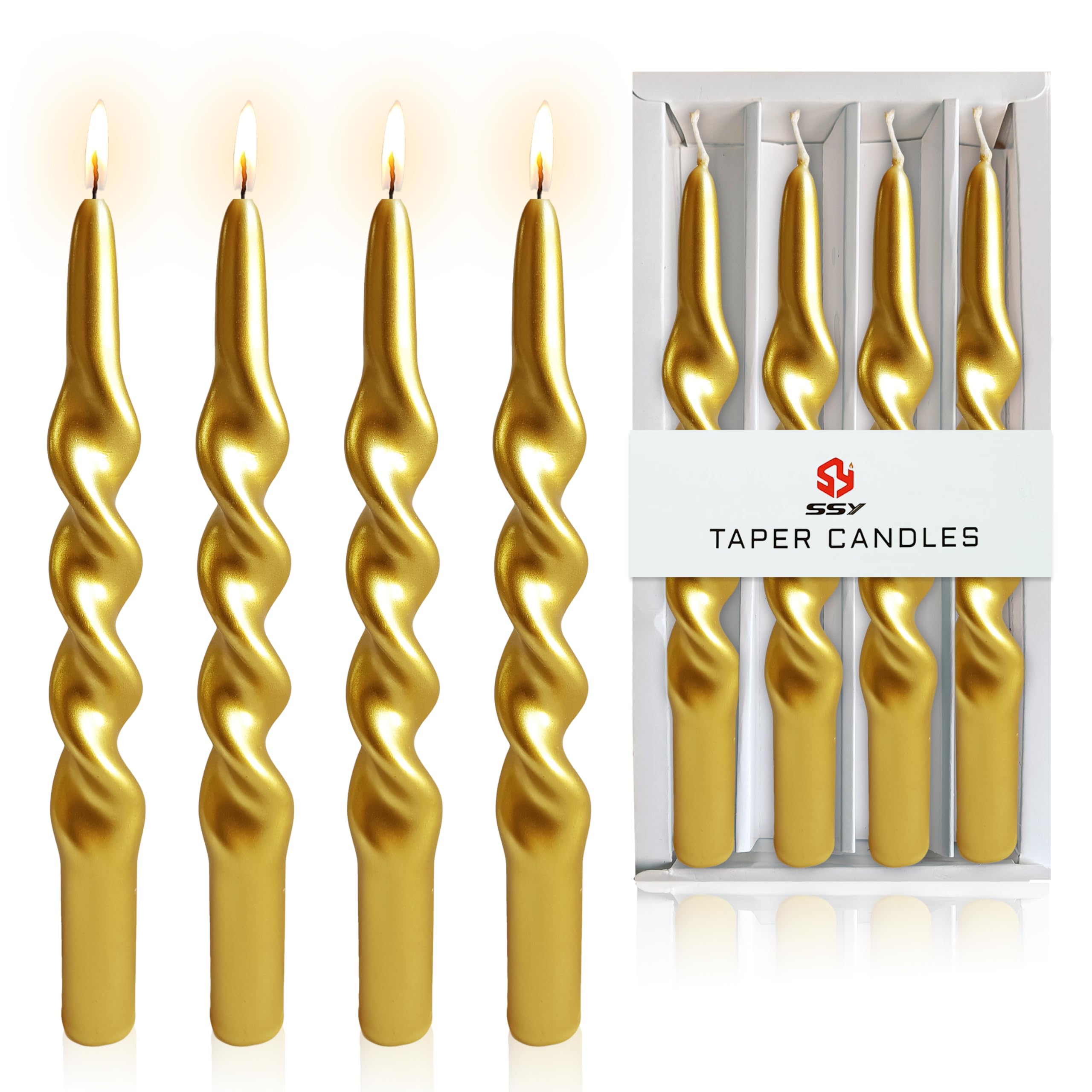 Velas en espiral de Navidad, velas cónicas doradas, candelabro sin perfume para regalo de invierno, vacaciones, Navidad, decoración del hogar
