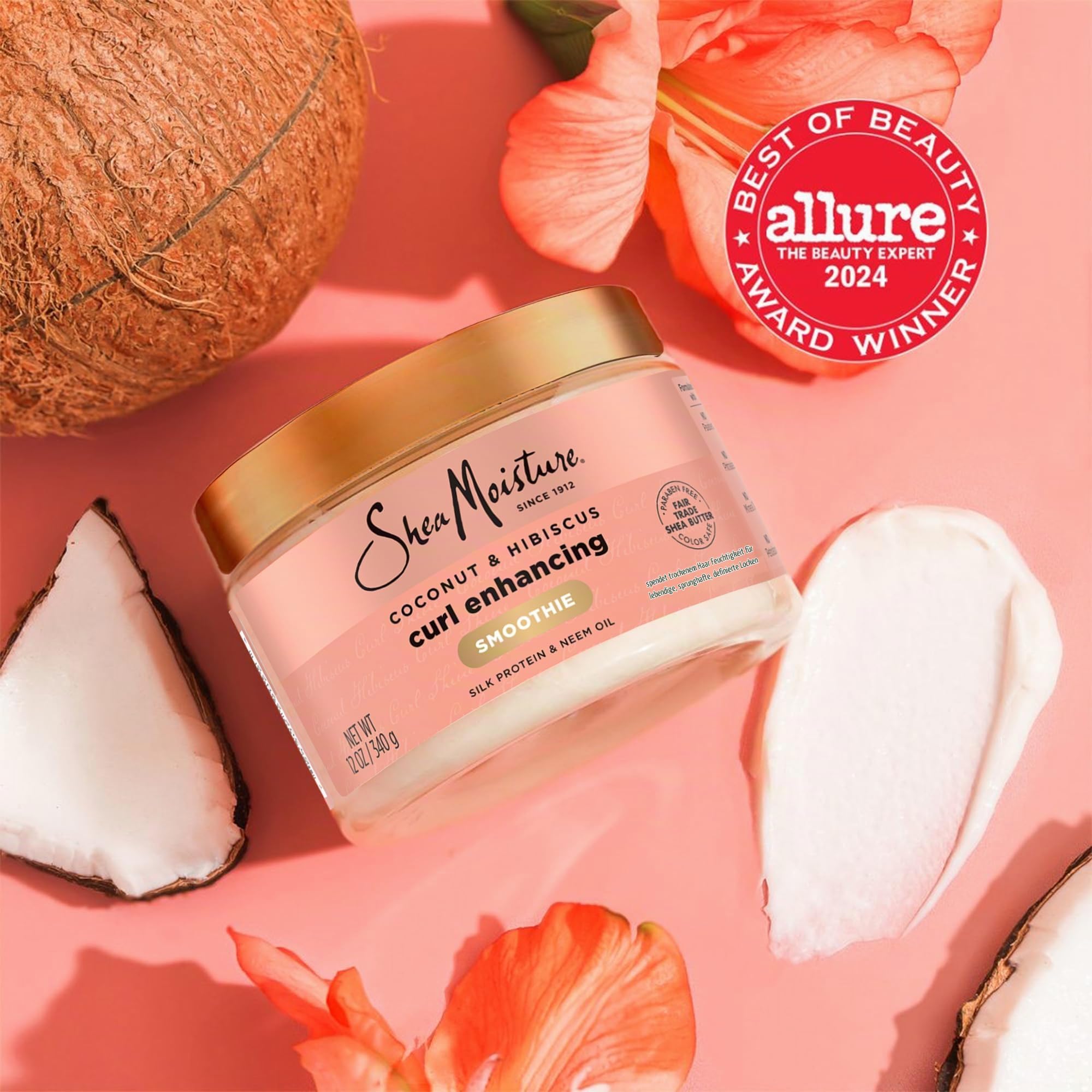 Shea Moisture Coconut & Hibiscus Curl TRIO: Includes Curl & Shine Shampoo, Curl & Shine CONDITIONER, Curl Enhancing Smoothie