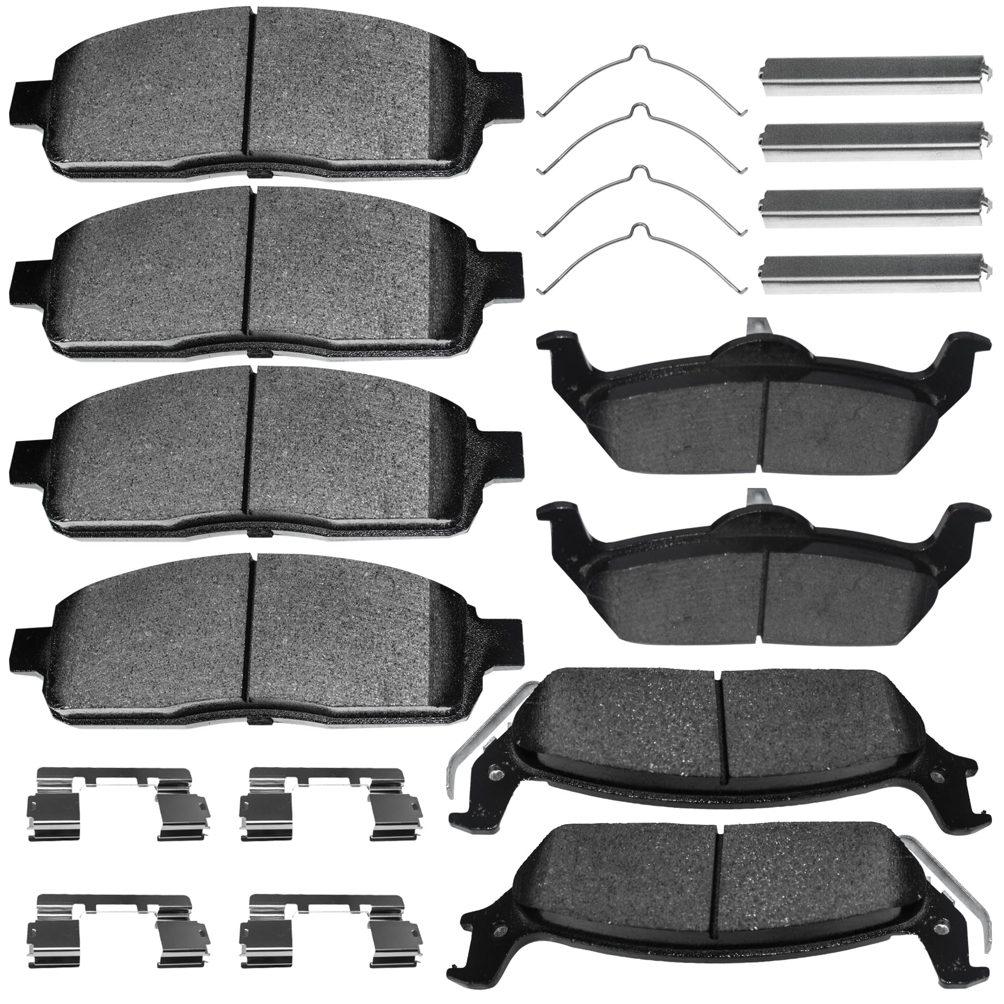 Brake Pads Front and Rear Compatible with 2004-2008 Ford F-150, 2006-2008 Lincoln Mark LT Automotive Replacement Brake Pads Semi-Metallic D1083-7915 D1012-7916