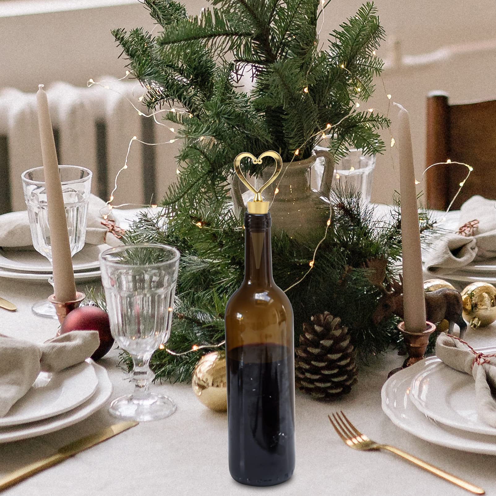 12 pièces bouchon de bouteille de vin en forme de coeur bouchons de bouteille de boisson design d'amour bouchon de liège de champagne scellant for les cadeaux de fête d'anniversaire de mariage saint v