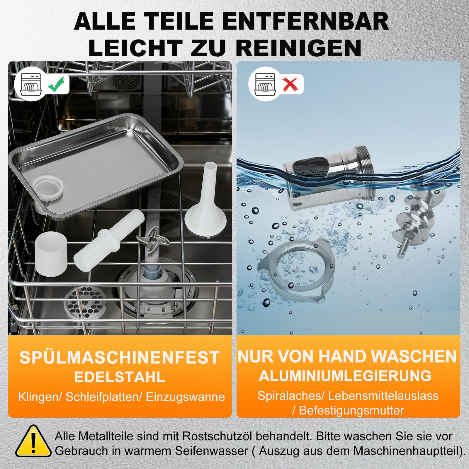 Anatole Fleischwolf Elektrisch Profi Wurstmaschine Edelstahl 950W | Knochenmühle, 6/8/10mm/3-Loch Schleifplatten, 2 Klingen, 4 Wurstfüller, Kompakte Bauweise, für Restaurant Hotel Hause, 220V