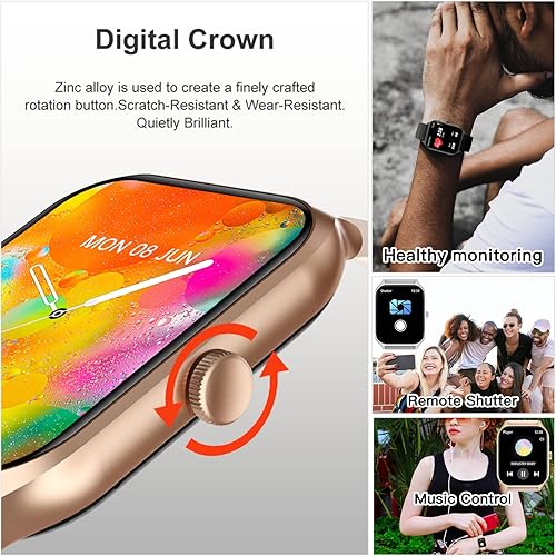 Miniatura 6 de Ypaddbu Reloj inteligente para mujeres y hombres, reloj inteligente con pantalla táctil completa para teléfonos Android e iOS, reloj inteligente de