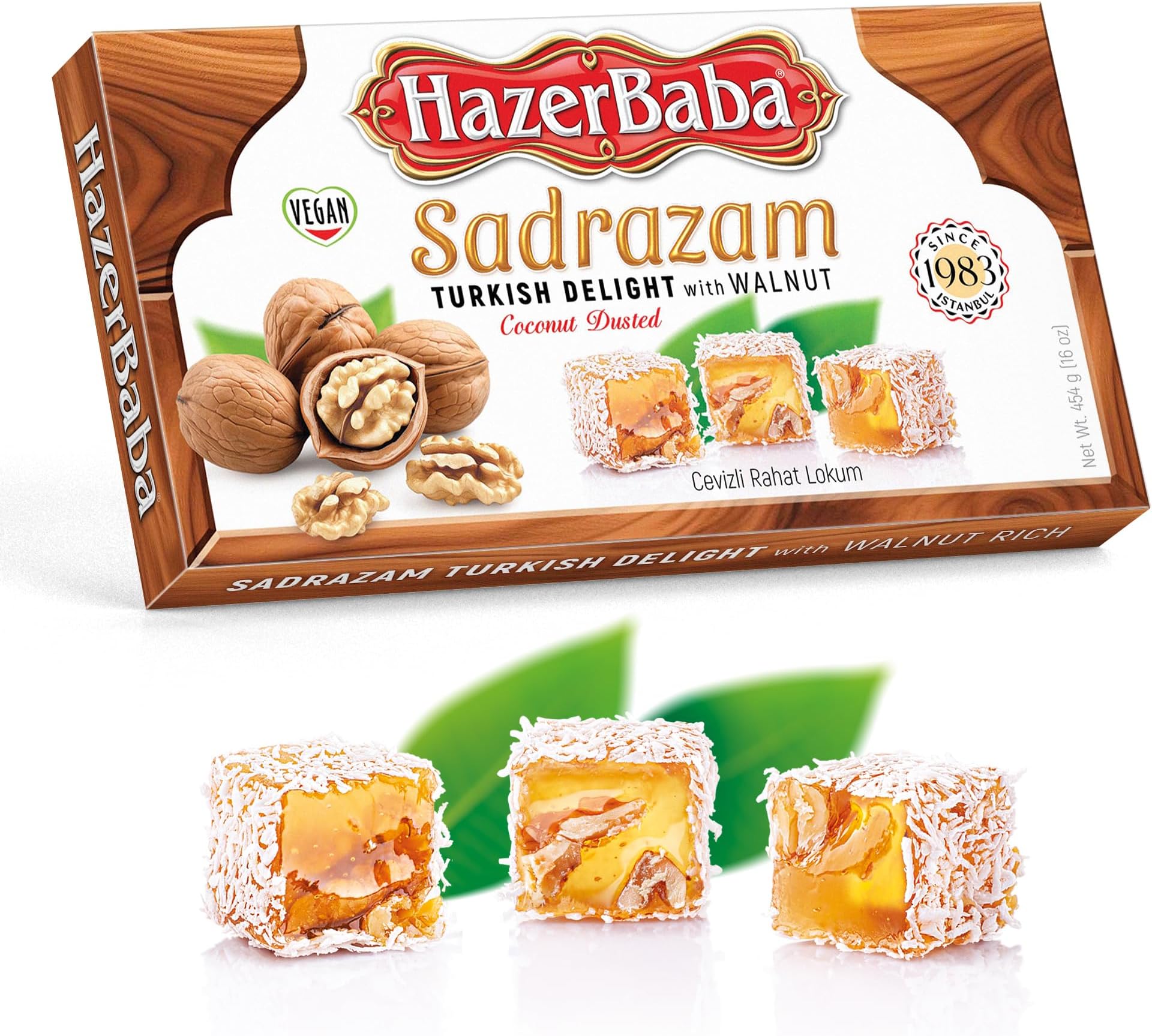 Hazer Baba Turkish Delight Walnut Sadrazam Sweets - 454g