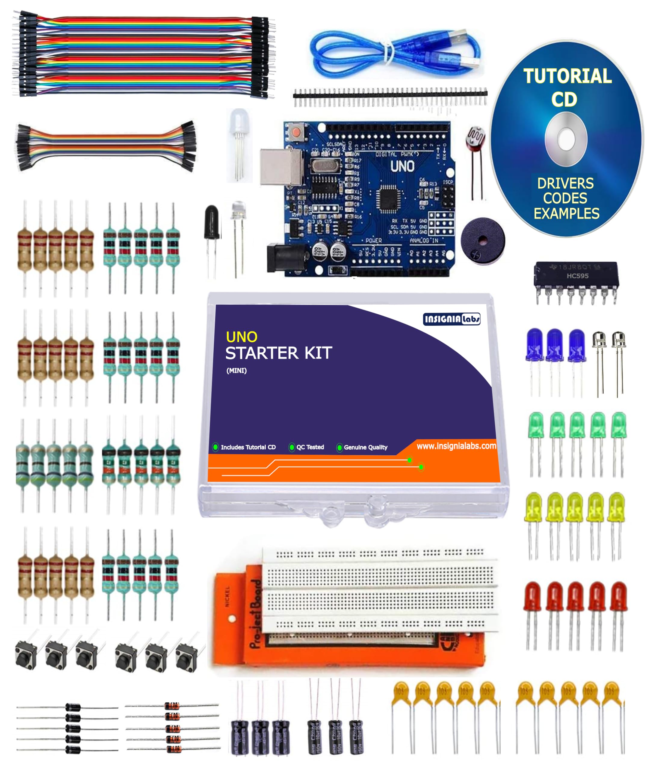 ILELEC - Starter Kit for UNO R3 Compatible with Arduino IDE - Includes Code & Tutorial CD, UNO R3 Board, Breadboard, LEDs, Storage Box & More (Mini) (B0D83VT9NT) Amazon Price History, Amazon Price Tracker