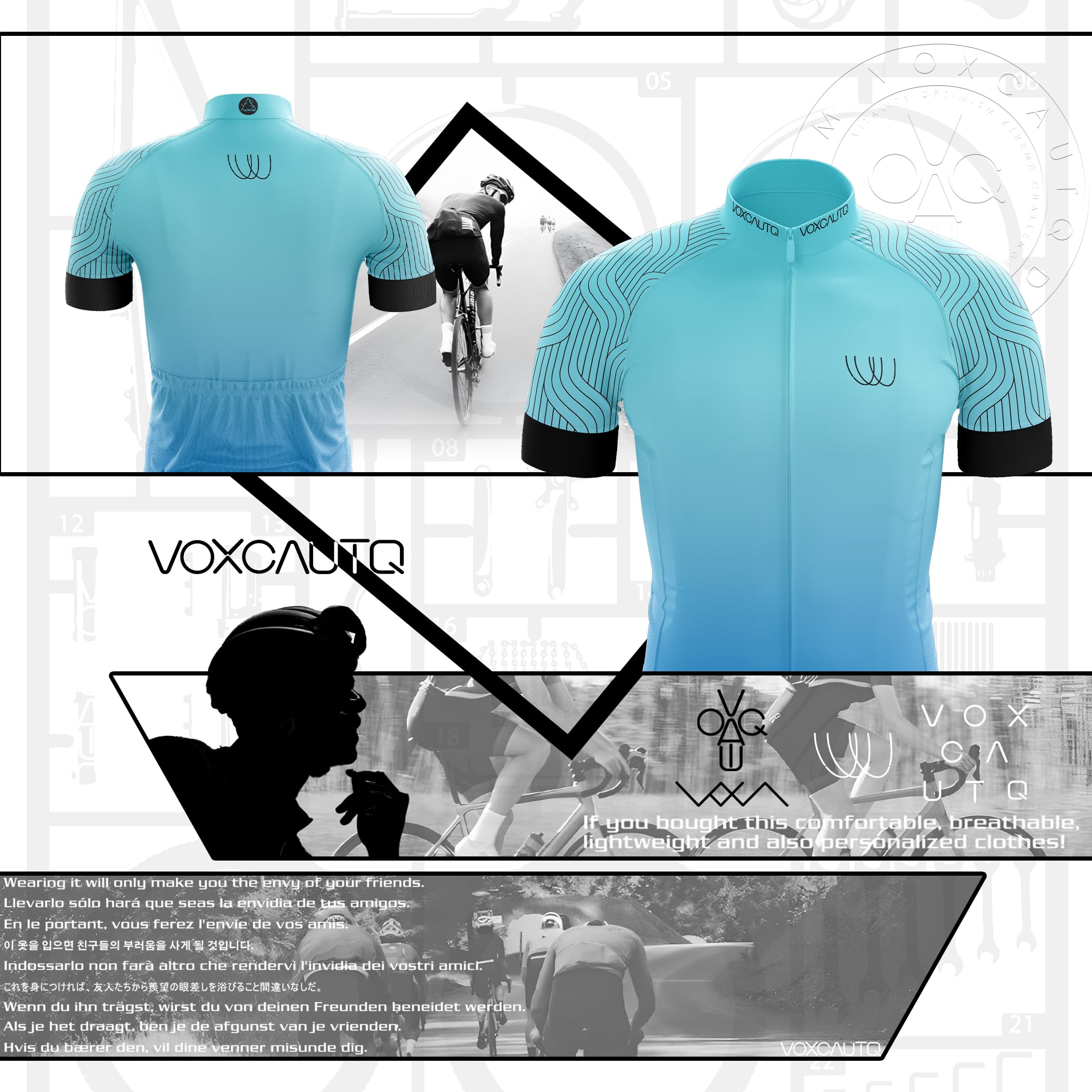 Maillot Cyclisme Homme, Respirant, Manche Courte, Noir, Polyester et Lycra, Fermeture Éclair, Adulte, Homme, Cyclisme