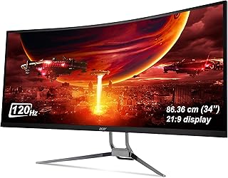 acer ED343CUR J 34 Inch UWQHD (3440x1440) Pixels VA Panel 1000R Curved Backlight LED Monitor I 1 MS, 120Hz Refresh I HDR 10, Adobe RGB 90% I RGB Lighting I 2 x HDMI (2.0) 2 x DP (1.2) I Eye Care