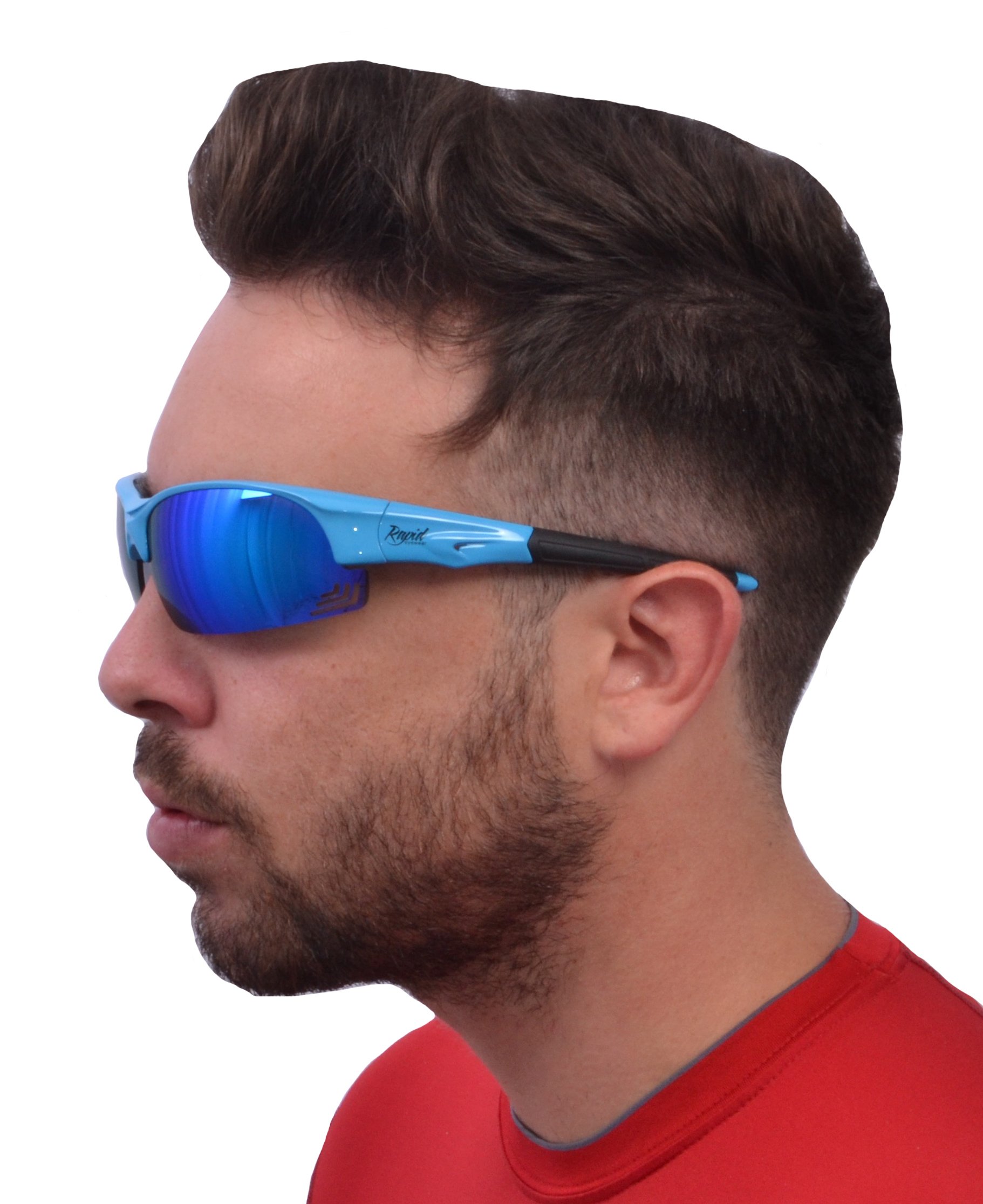 Szybkie okulary przeciwsłoneczne z krawędzią niebieskie dla mężczyzn, młodzieży i kobiet UV400 ochronne okulary przeciwsłoneczne do sportu wymienne przeciwodblaskowe lustro, soczewki polaryzacyjne i słabe światło. Okulary do jazdy, krykieta, żeglowania it