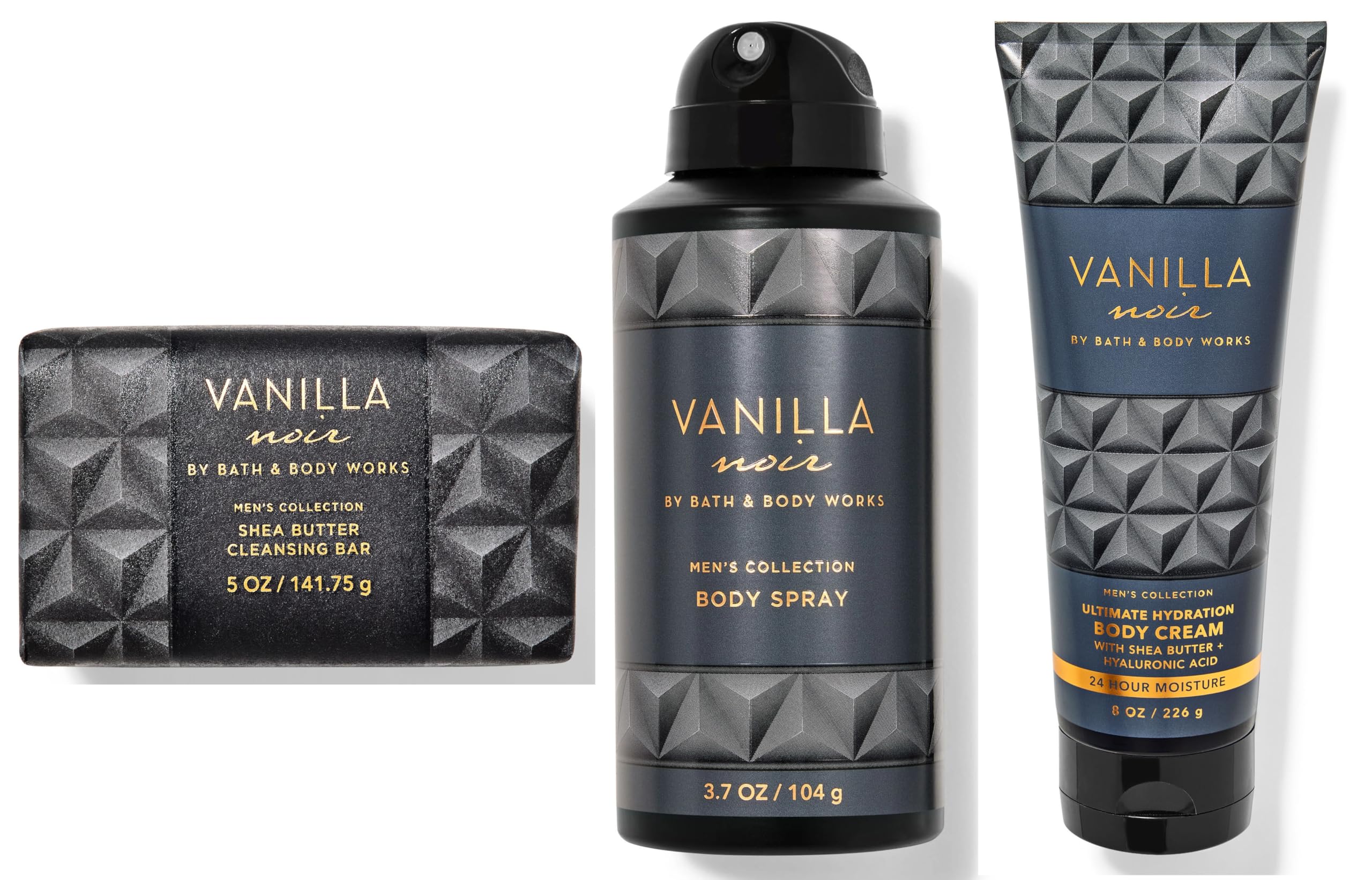 Bath & Body Vanilla Noir Men's Gift Set 3pcs - Body Cream, Body Spray and Soap Bar